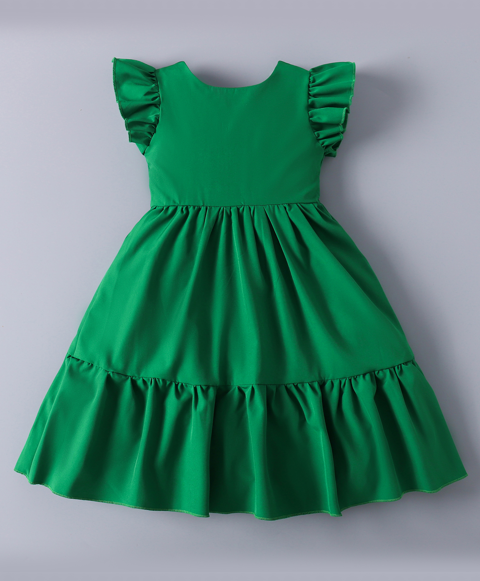 Mark & Mia Half Frill Sleeves Solid Frock - Green-image-37