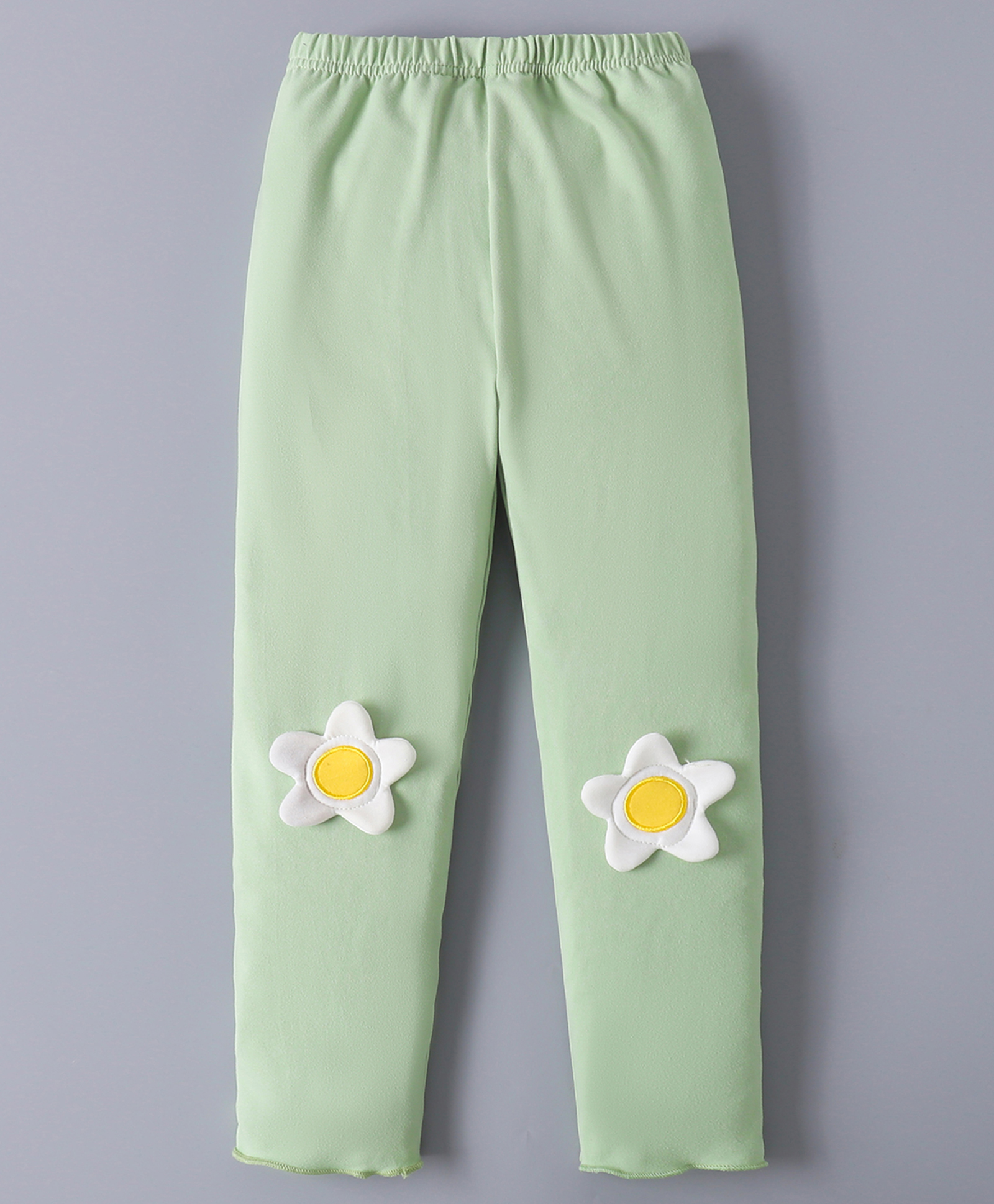 Mark & Mia Full Length Solid Legging With Floral Applique - Green-picture-39