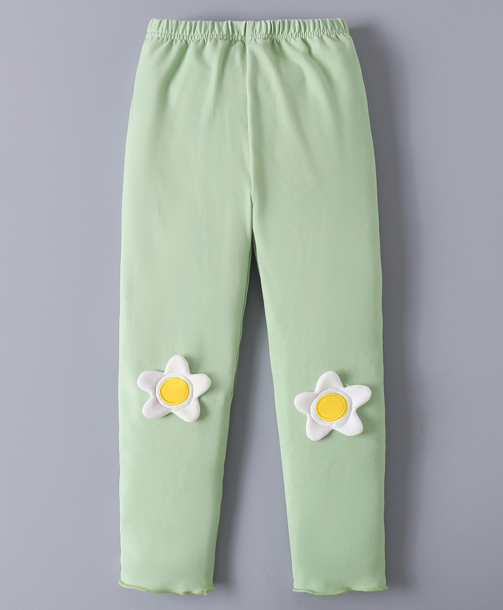 Mark & Mia Full Length Solid Legging With Floral Applique - Green-picture-34