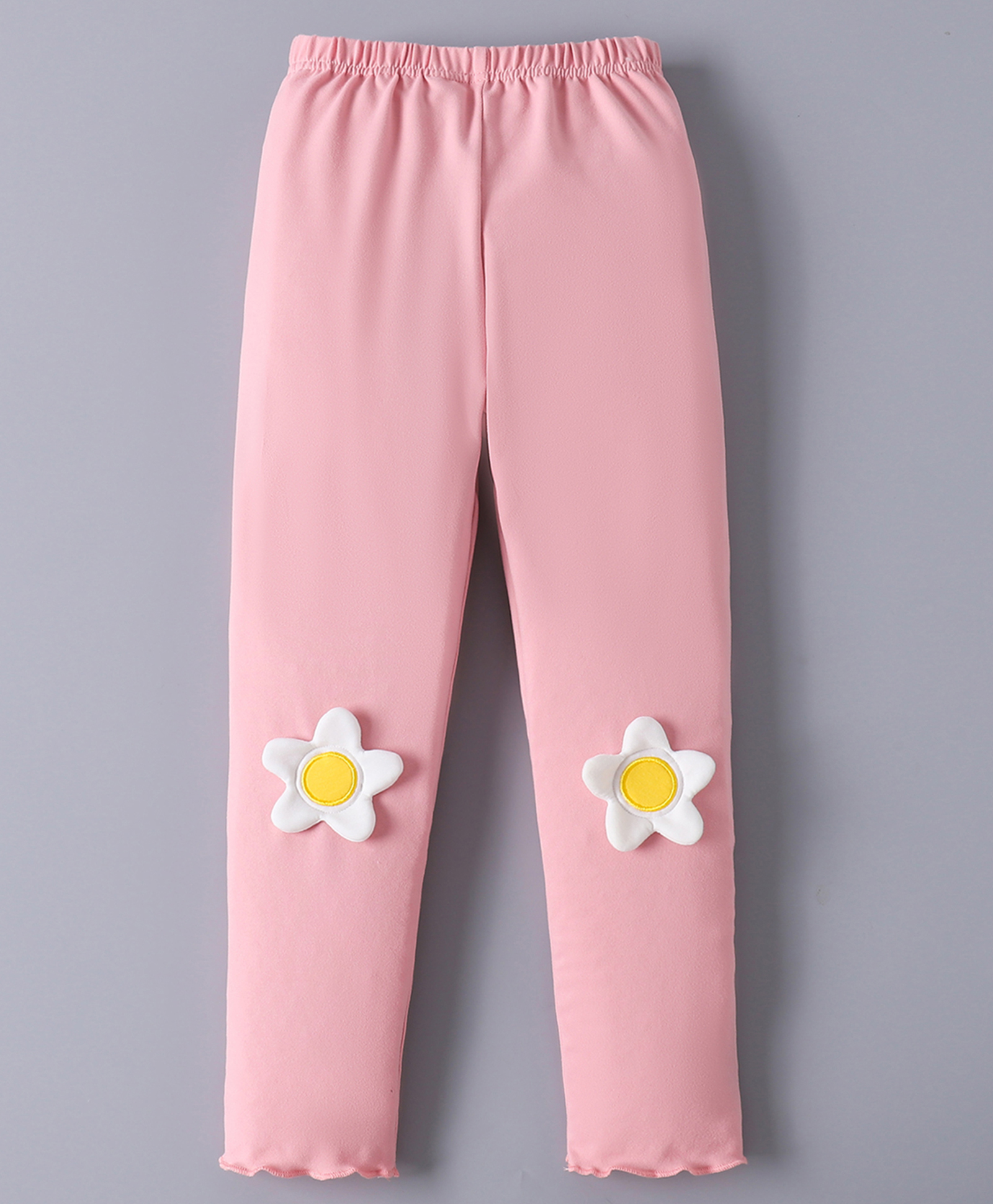 Mark & Mia Full Length Solid Legging With Floral Applique - Pink-picture-37