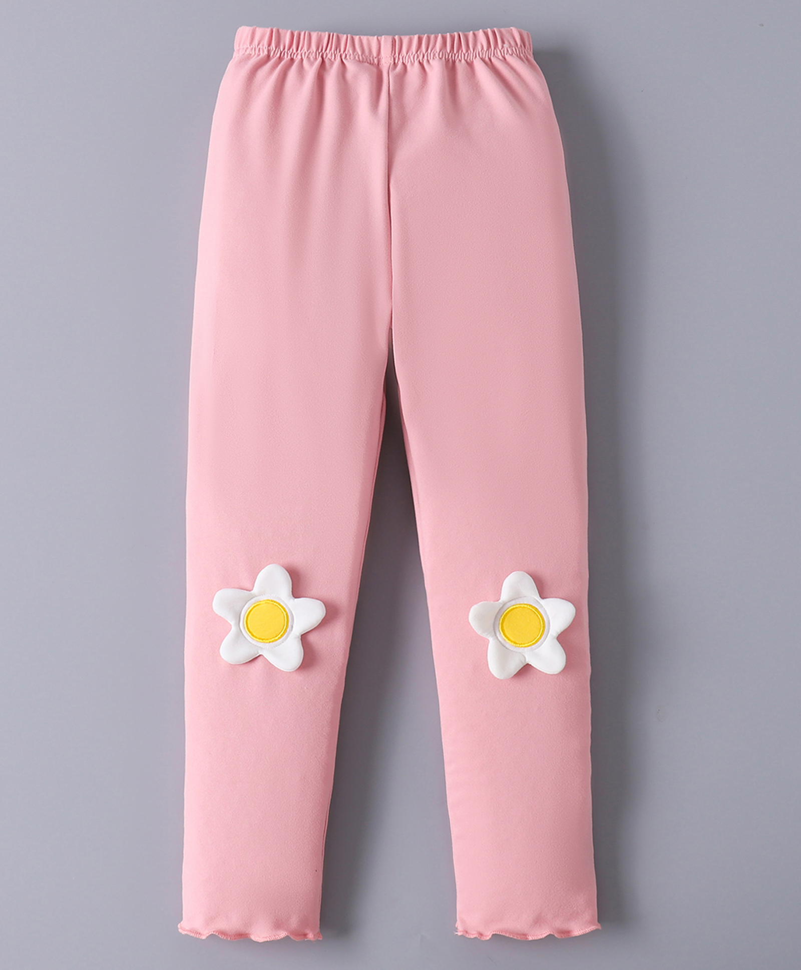 Mark & Mia Full Length Solid Legging With Floral Applique - Pink-picture-28