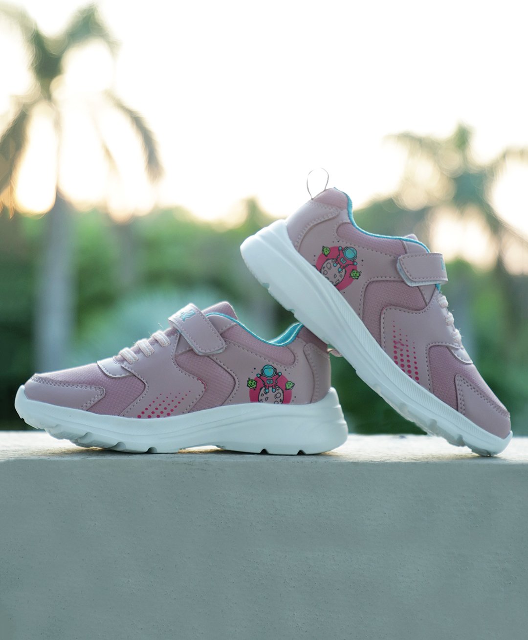 LIBERTY Space Theme Designed Shoes With Velcro Closure - Pink-image-35