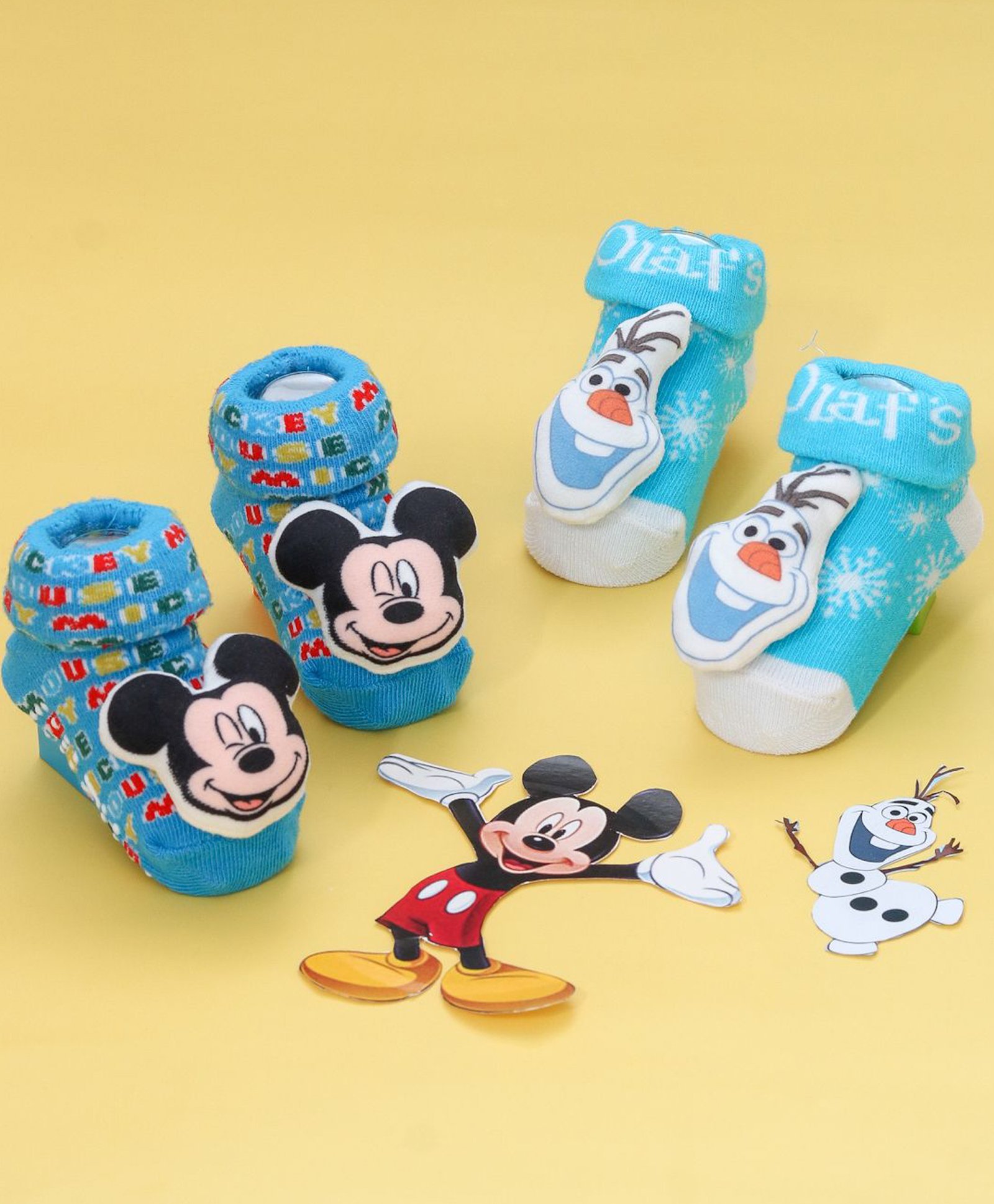 Disney by Yellow Bee Pack Of 2 Mickey Mouse & Friends Featuring Character Applique Detailed 3D Socks - Blue-picture-25