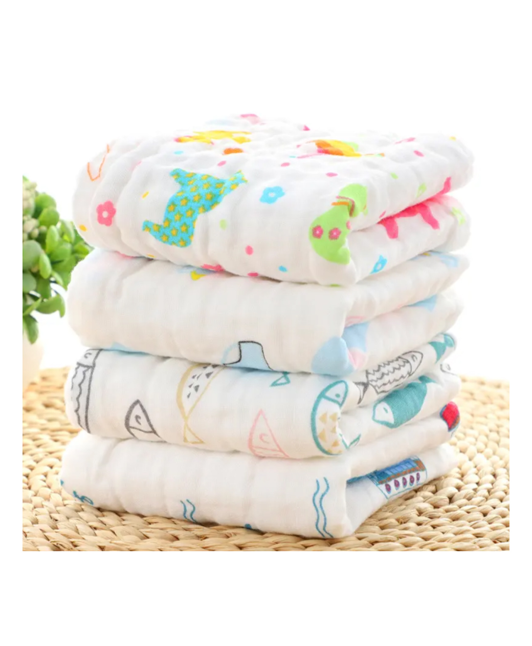 Baby Muslin Washcloth Cotton Face Towels for Newborn Napkins- MULTICOLOUR