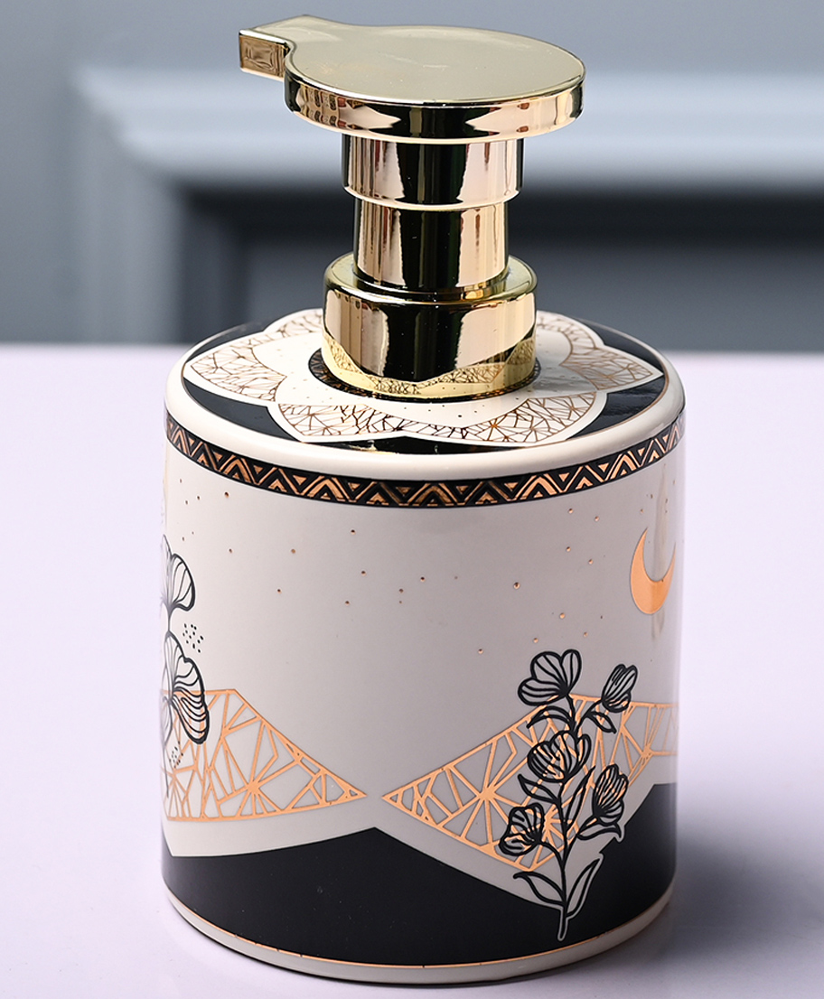 Voncasa Ceramic Glossy Off White color Soap Dispenser (500 ml)-picture-28