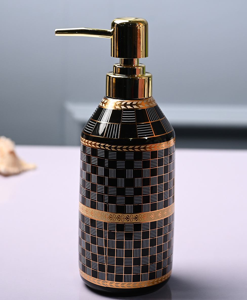 Voncasa Ceramic Glossy Black color Soap Dispenser (750 ml)-image-16