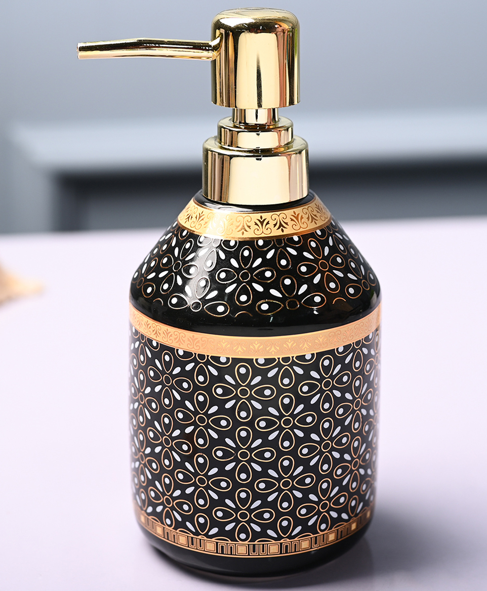 Voncasa Ceramic Glossy Black color Soap Dispenser (550 ml)-image-15