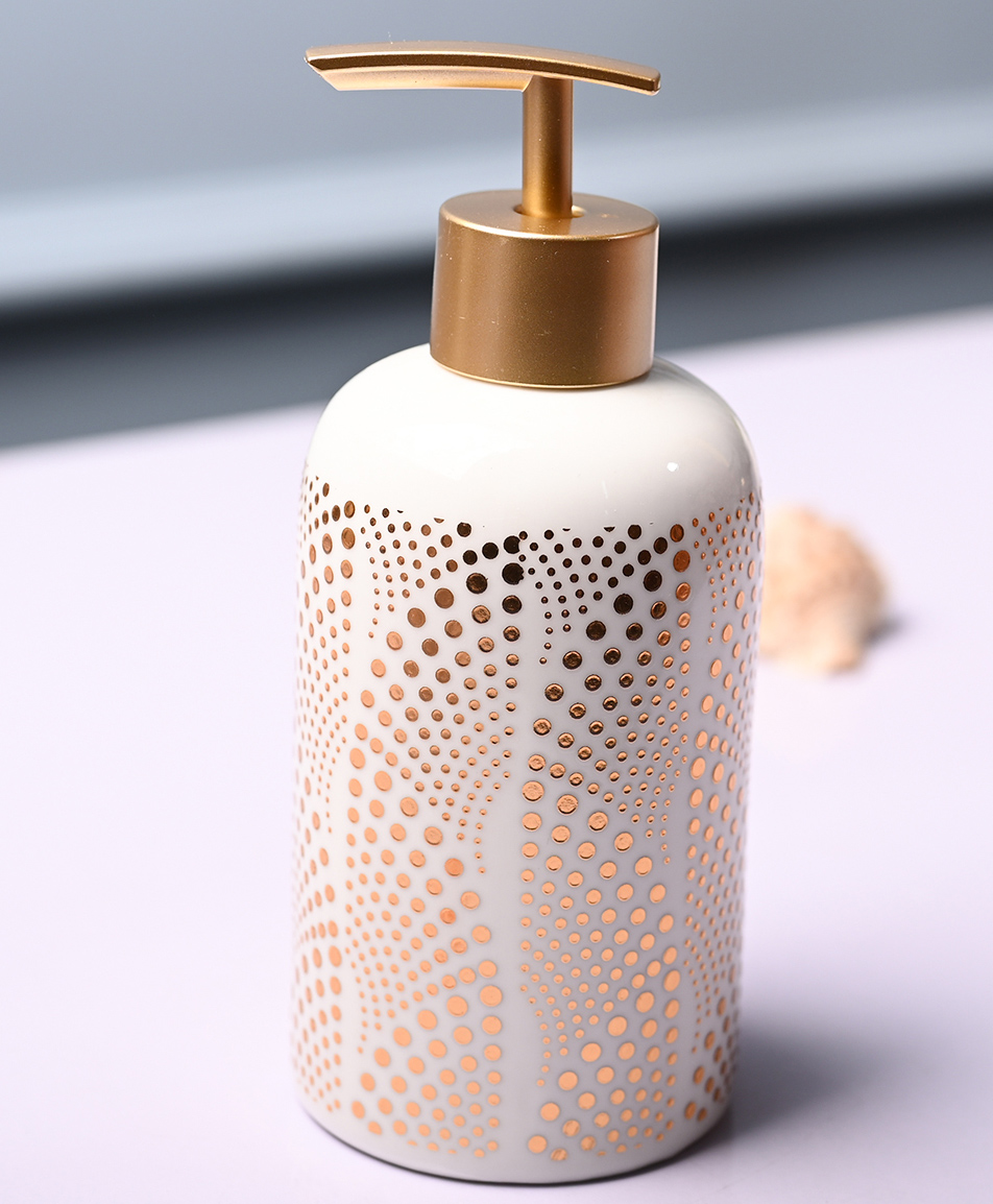 Voncasa Ceramic Glossy Off White color Soap Dispenser (550 ml)-image-48