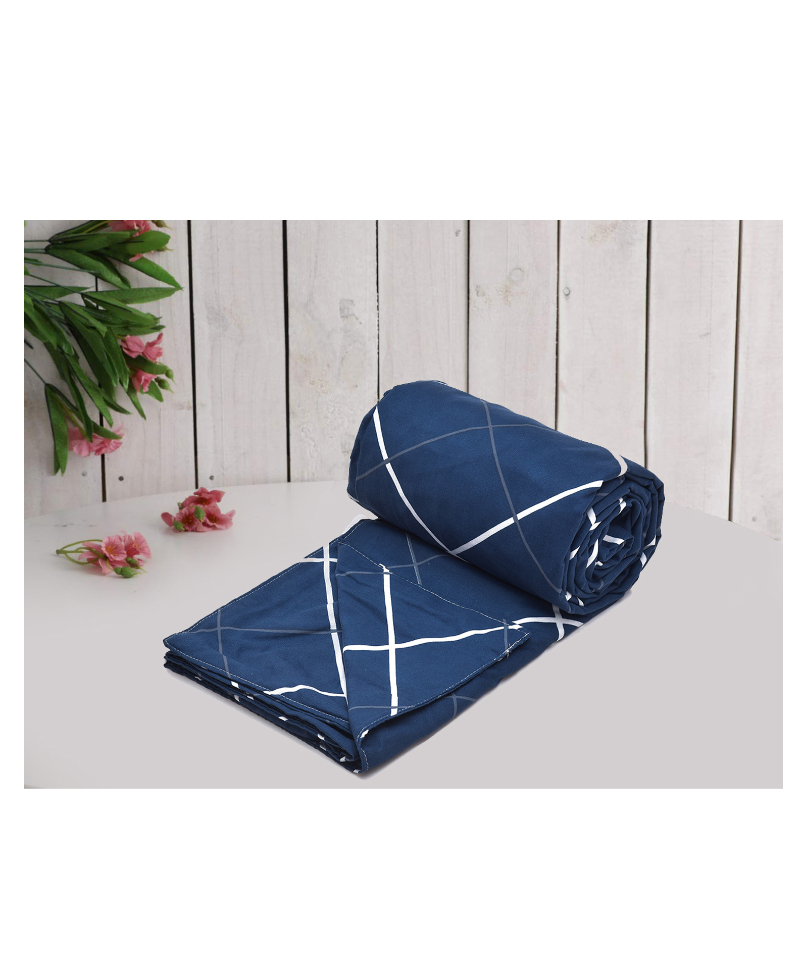 RRC Super Soft Brushed Microfiber Cotton Single Duvet Cover With 4 Corner Tassels and HiddenZipper - Blue-image-5