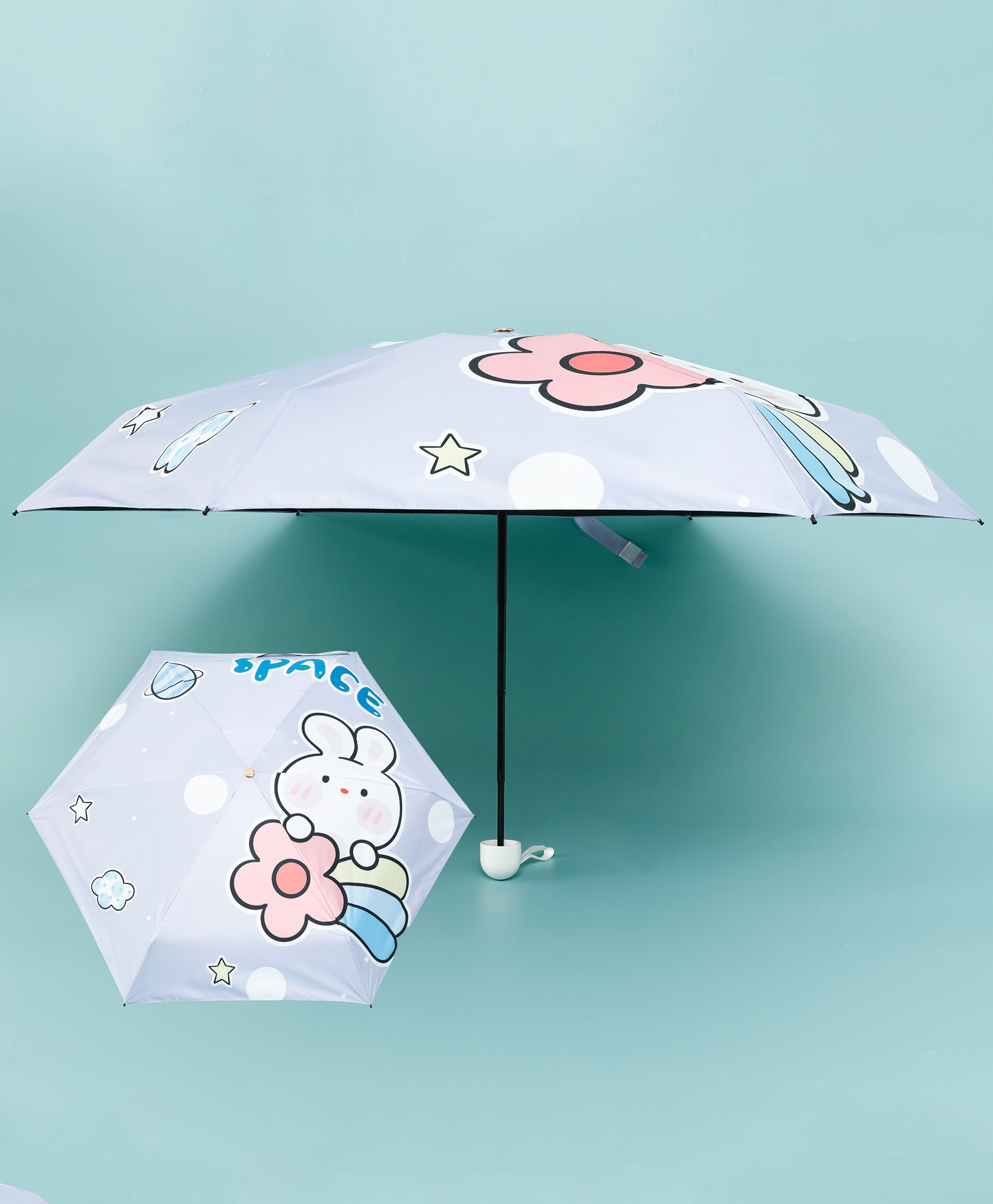 Kids Umbrella with Bunny Print - Purple-image-40