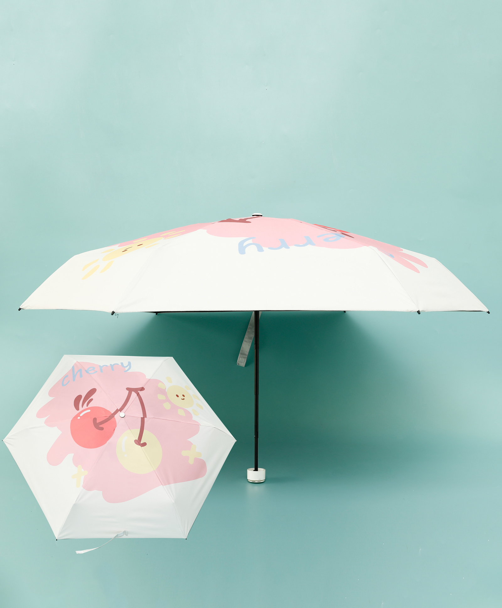 fab n funky Babyhug Cherry Printed Umbrella - Light Red-picture-26