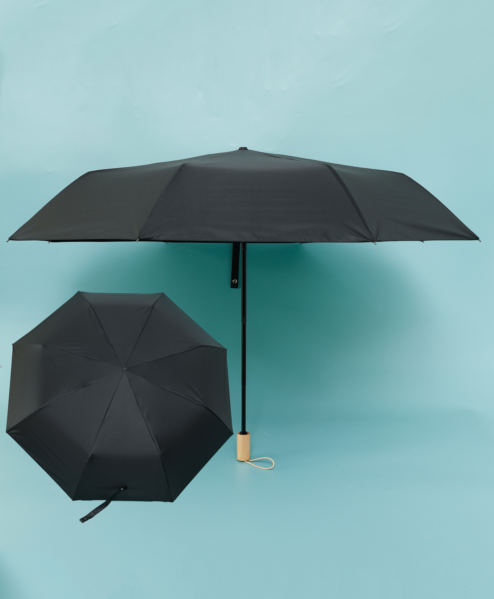 fab n funky Solid Colour Umbrella - Black-picture-12