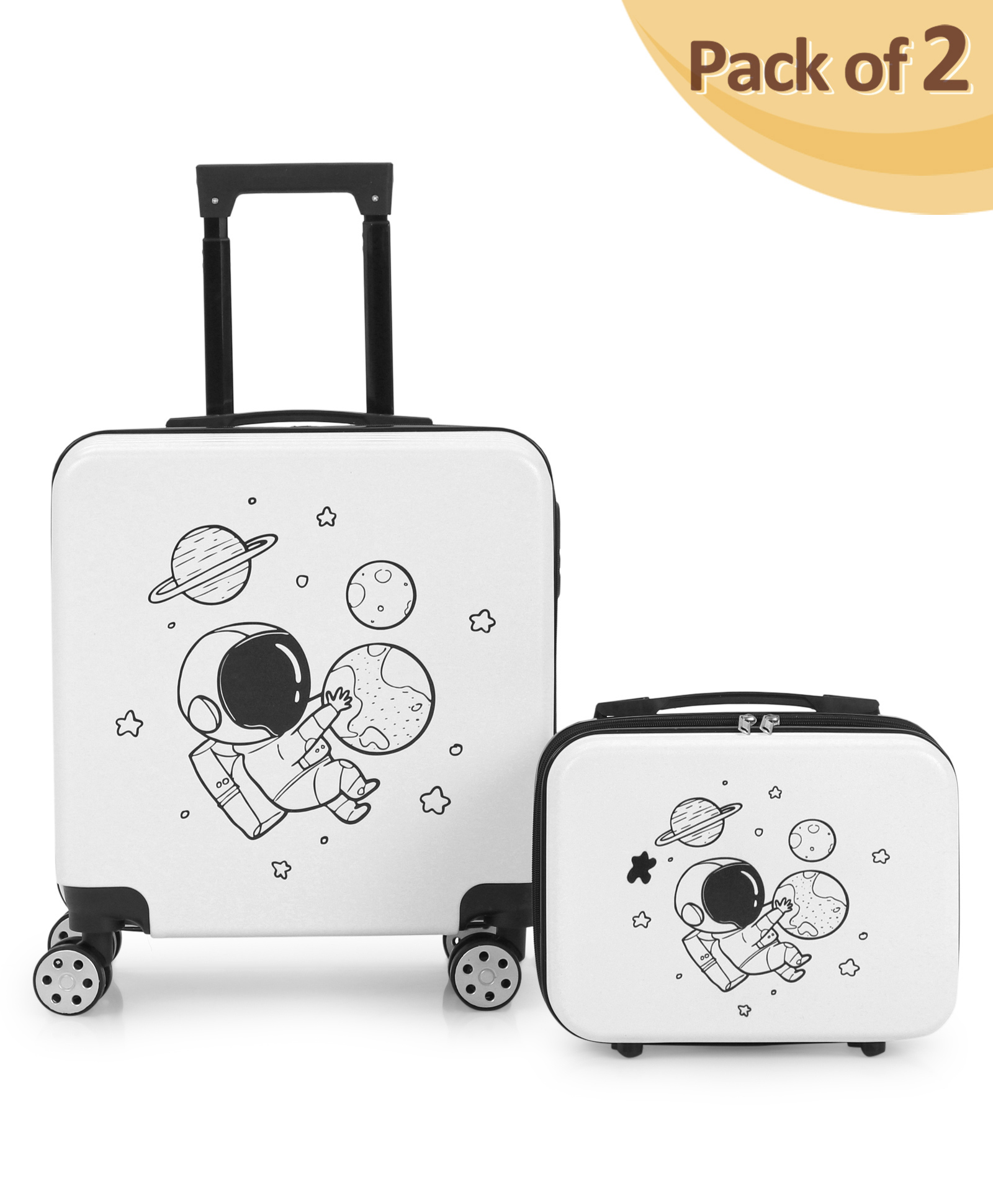 Kids Travel Luggage With Carry-On Luggage & Wheels Pack of 2 White - 15 Inches-image-14