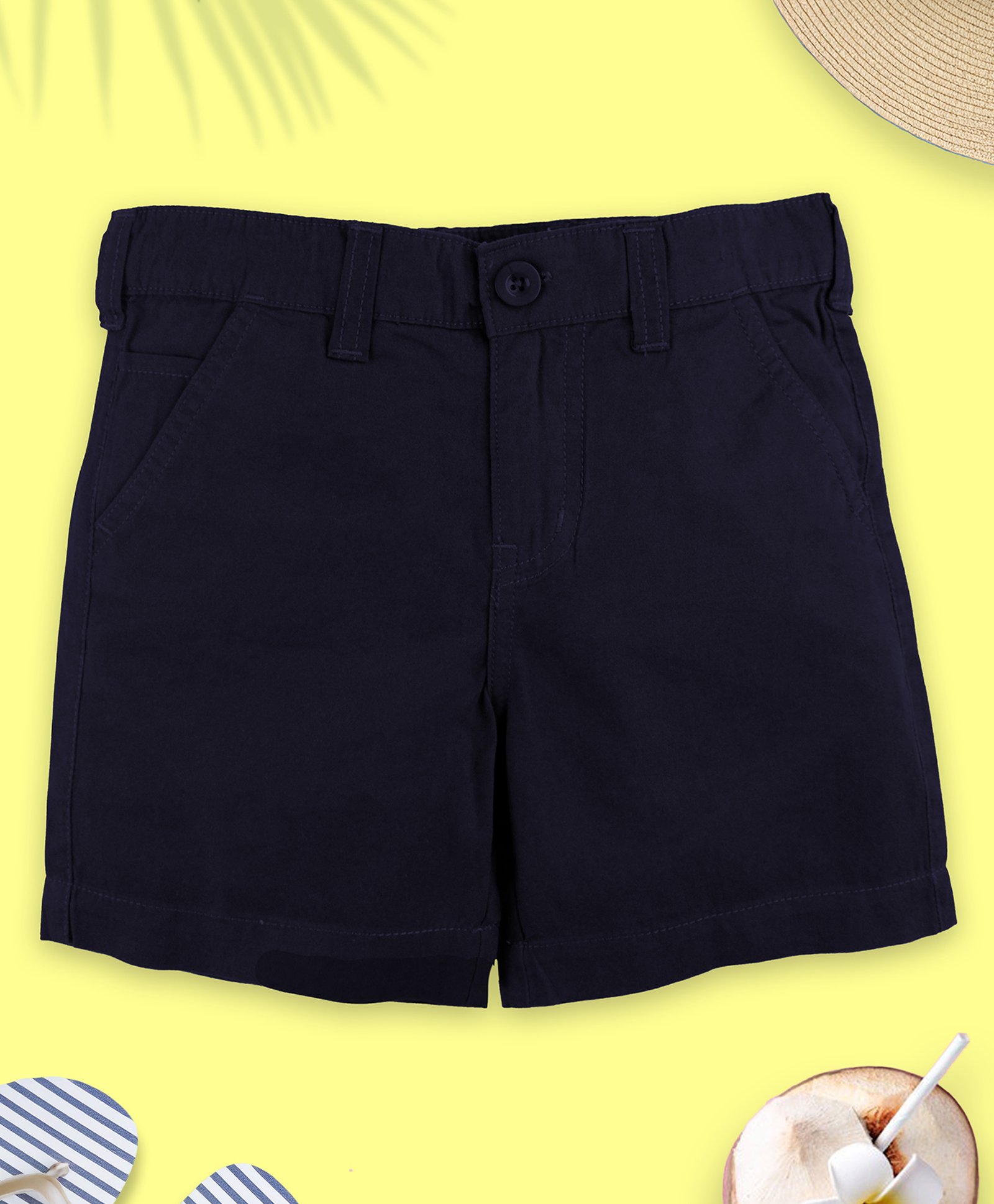 Kiddopanti Cotton Solid Shorts - Navy Blue-image-28