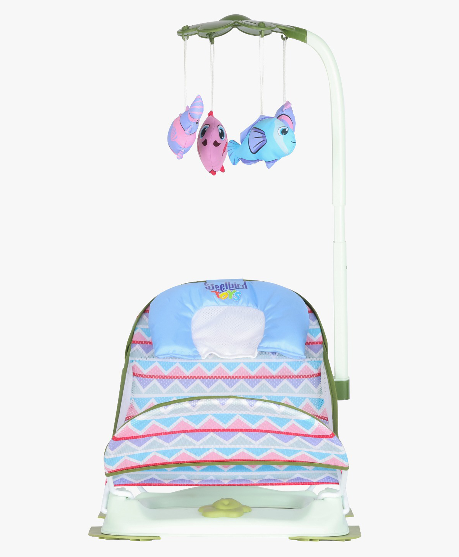 Steelbird Anti Skid Compact Comfy Baby Bather With Toys-Green-image-14