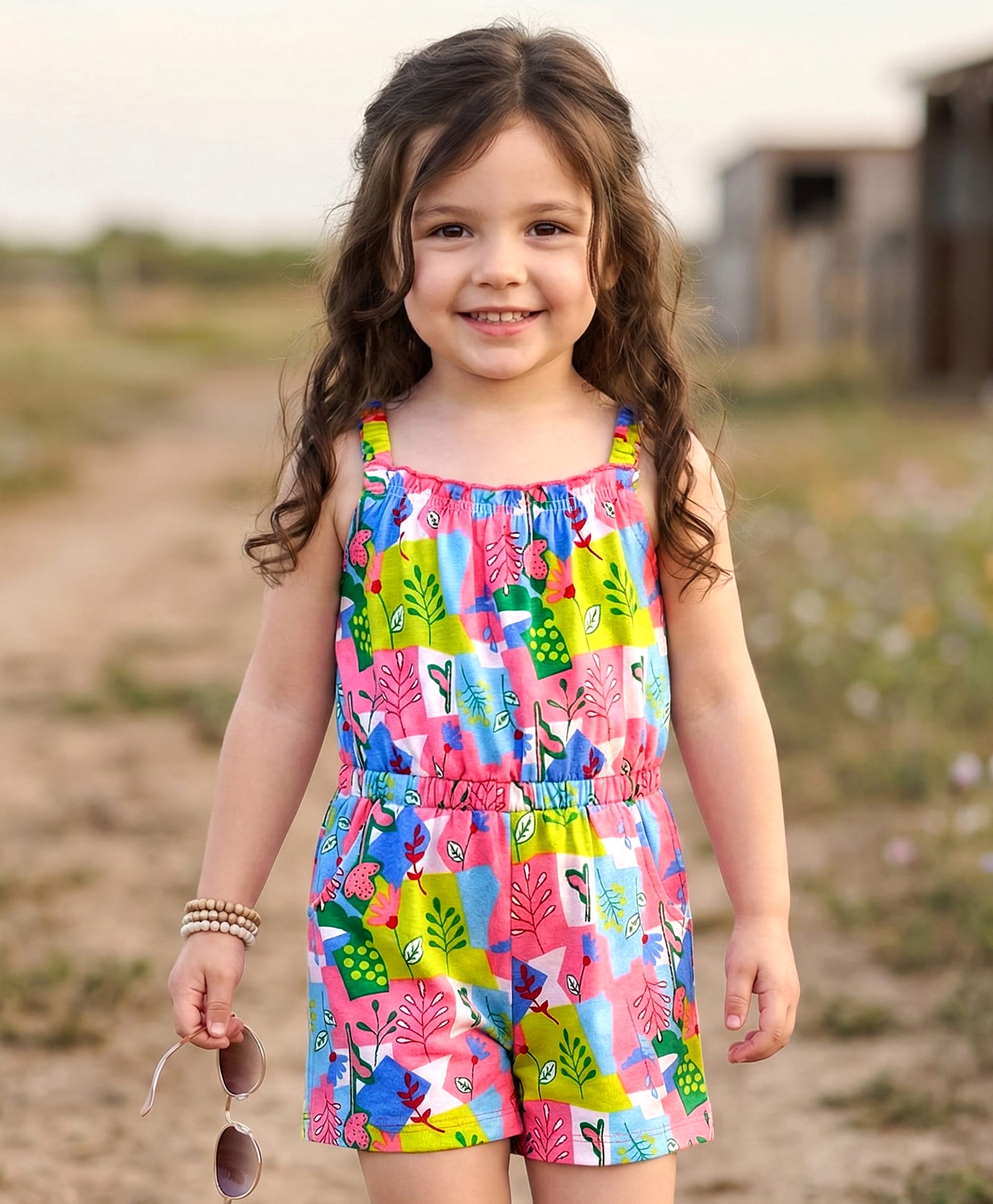Babyhug Cotton Knit Sleeveless Jumpsuit With Floral Print - White-image-13