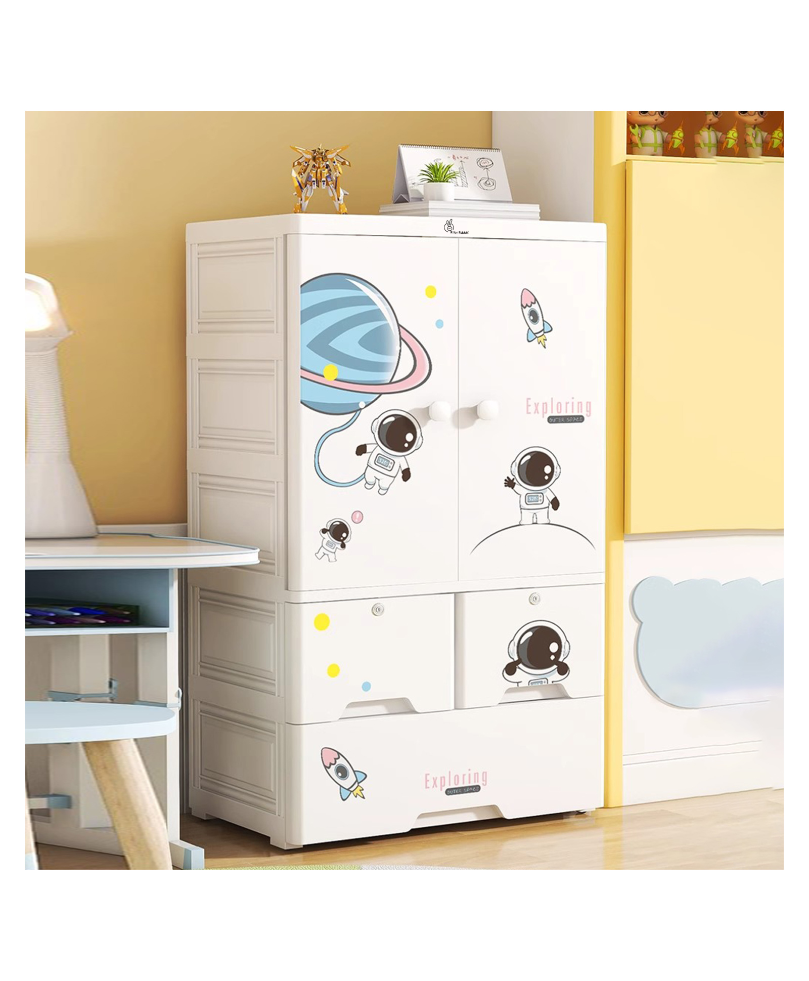 R for Rabbit High Storage Capacity Space theme Organiser - White-image-43