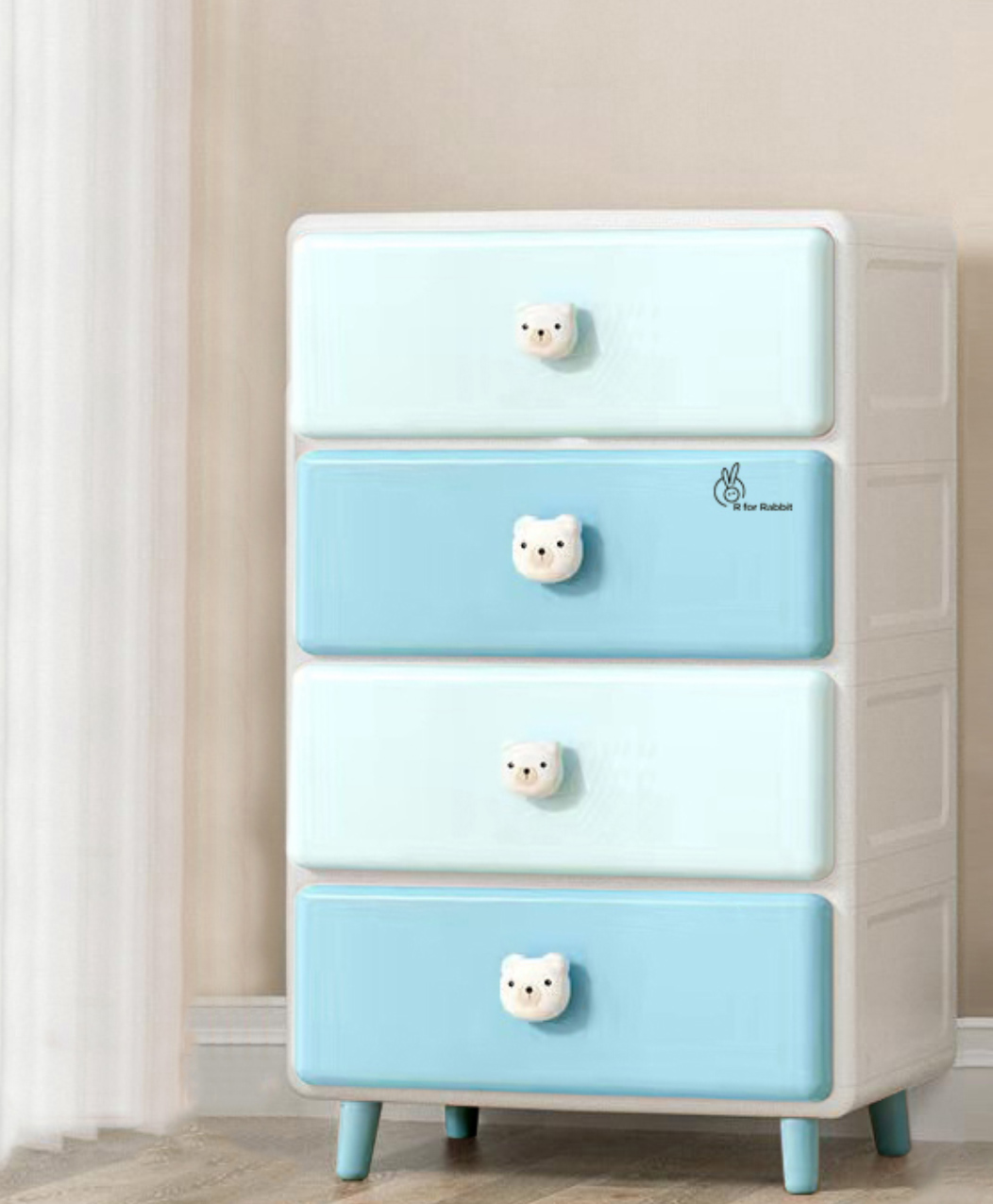 R for Rabbit Bear Buddy Storage Drawer Unit - Blue & White