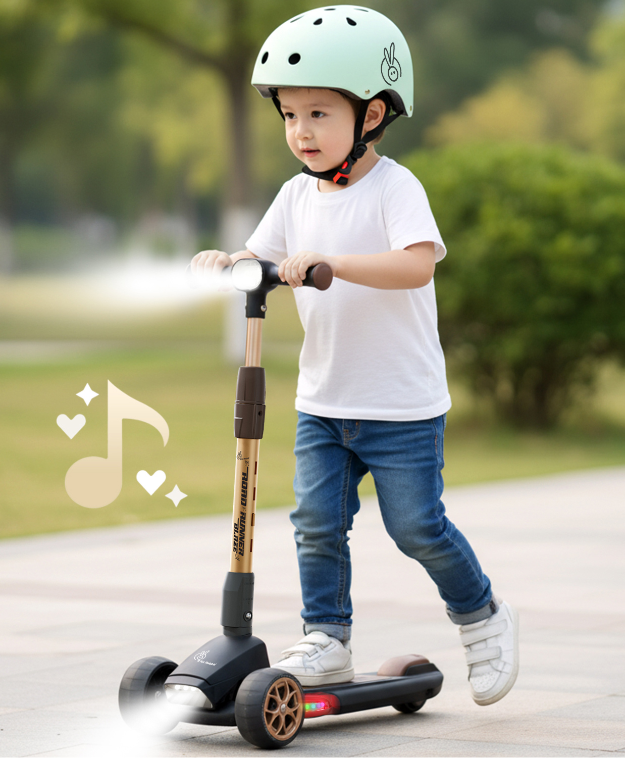 R for Rabbit Road Runner Blaze Three Wheel Scooter - Black & Gold-picture-3