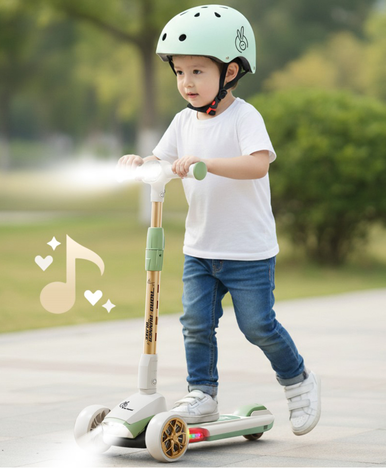 R for Rabbit Road Runner Blaze Three Wheel Scooter - Green & Gold