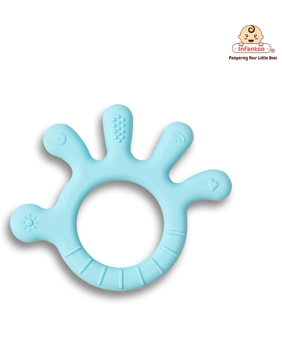 Infantso Non-Toxic Food-Grade Silicone Baby Teether BPA-Free for Pain-Relief Easy Teething, for 2+ Months Babies (SkyBlue)-picture-23