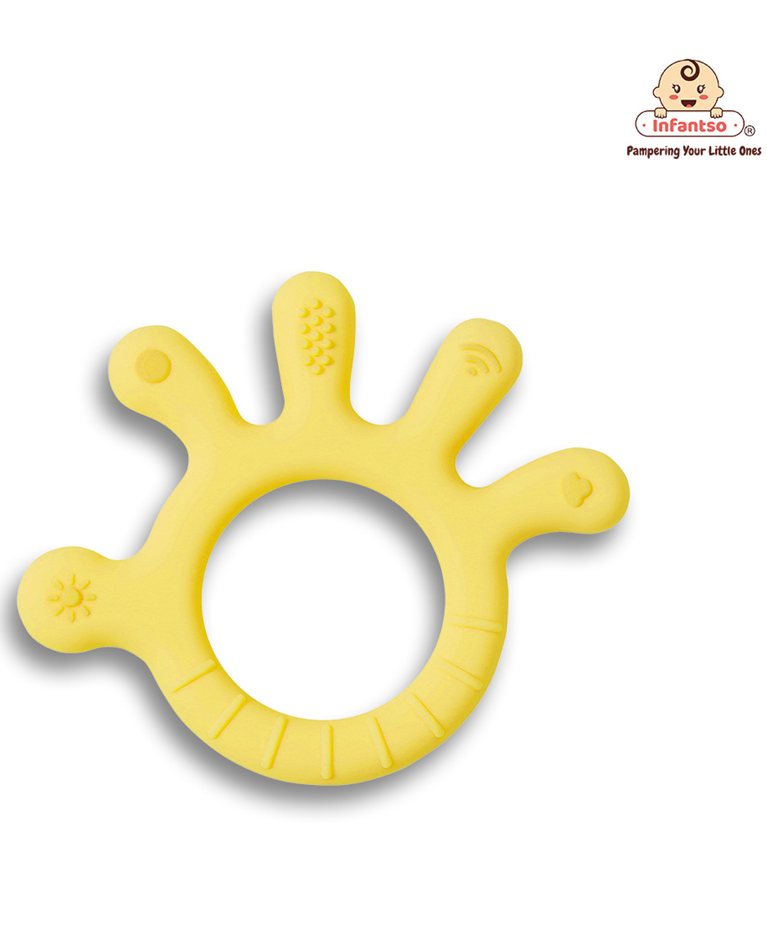 Infantso Non-Toxic Food-Grade Silicone Baby Teether, BPA-Free for Pain-Relief Easy Teething, for 2+ Months Babies (Yellow)-picture-24