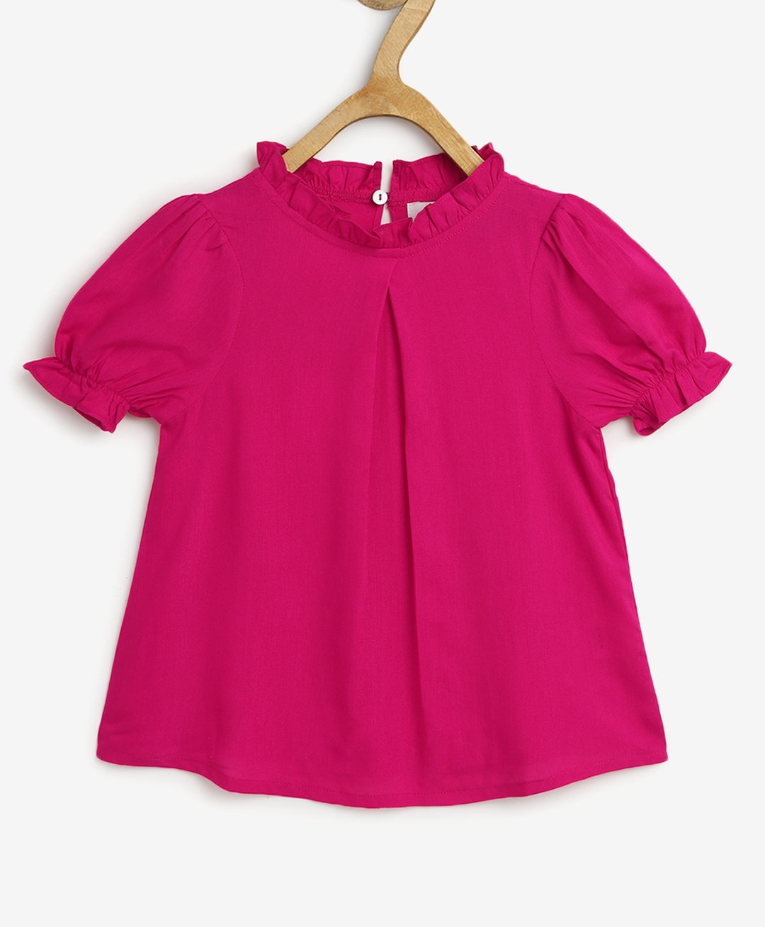 Chuppan Chupai Rayon Half Sleeves Solid Top - Fuchsia-picture-26