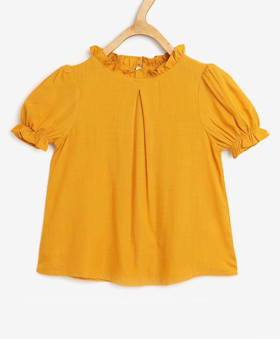 Chuppan Chupai Rayon Half Sleeves Solid Top - Mustard-picture-34