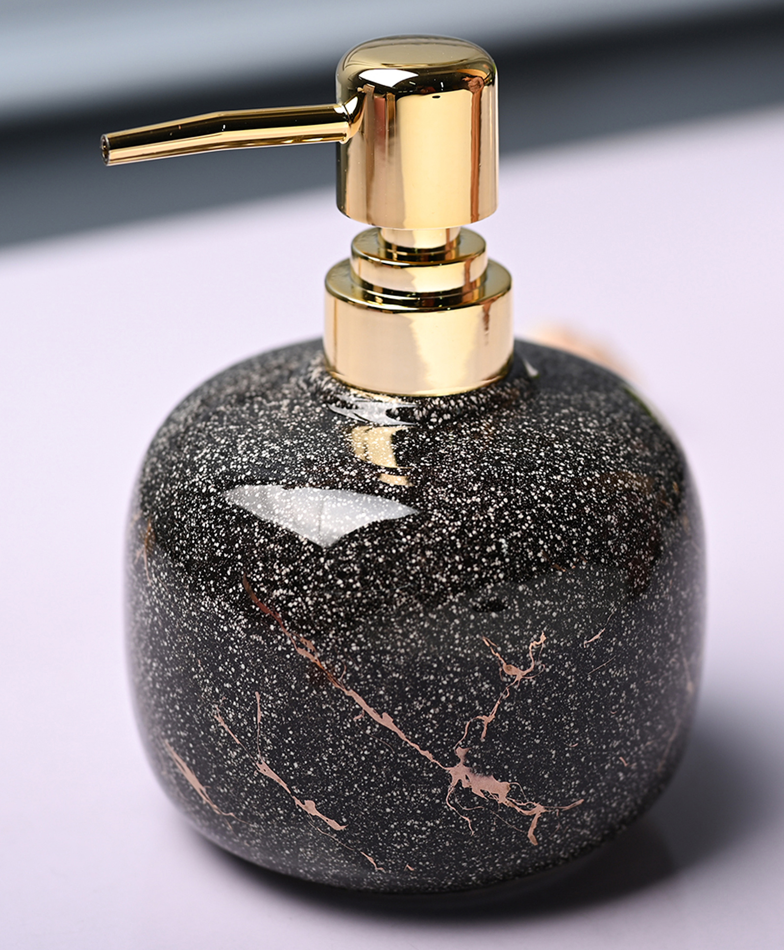 Voncasa Ceramic Glossy Black color Soap Dispenser (300 ml)-image-33