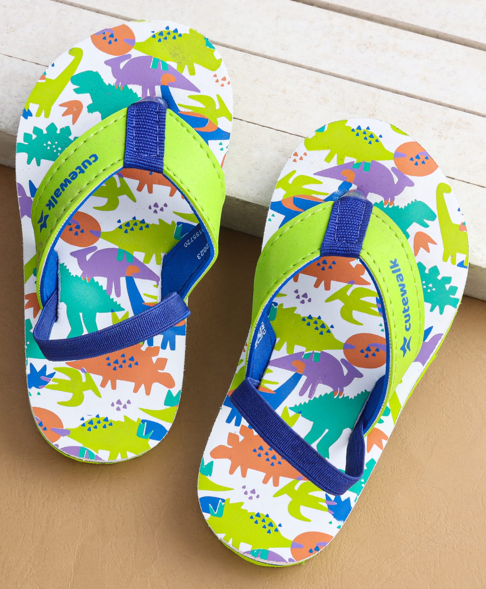 Cute Walk by Babyhug Flip Flops With Dinosaur Print & Backstrap Closure - Green-image-26