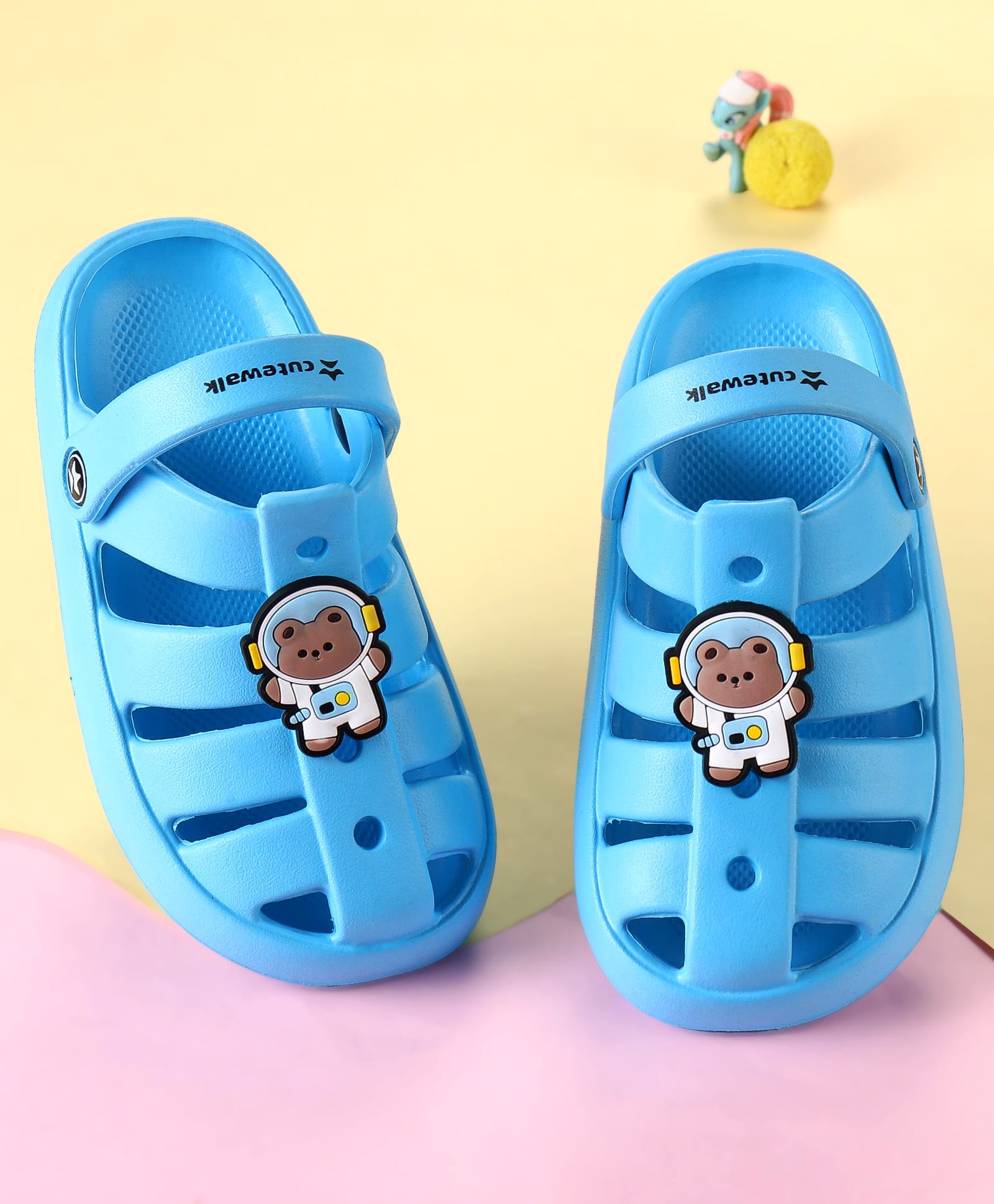 Cute Walk by Babyhug Clogs with Backstrap Closure & Teddy Bear Applique - Blue-image-28