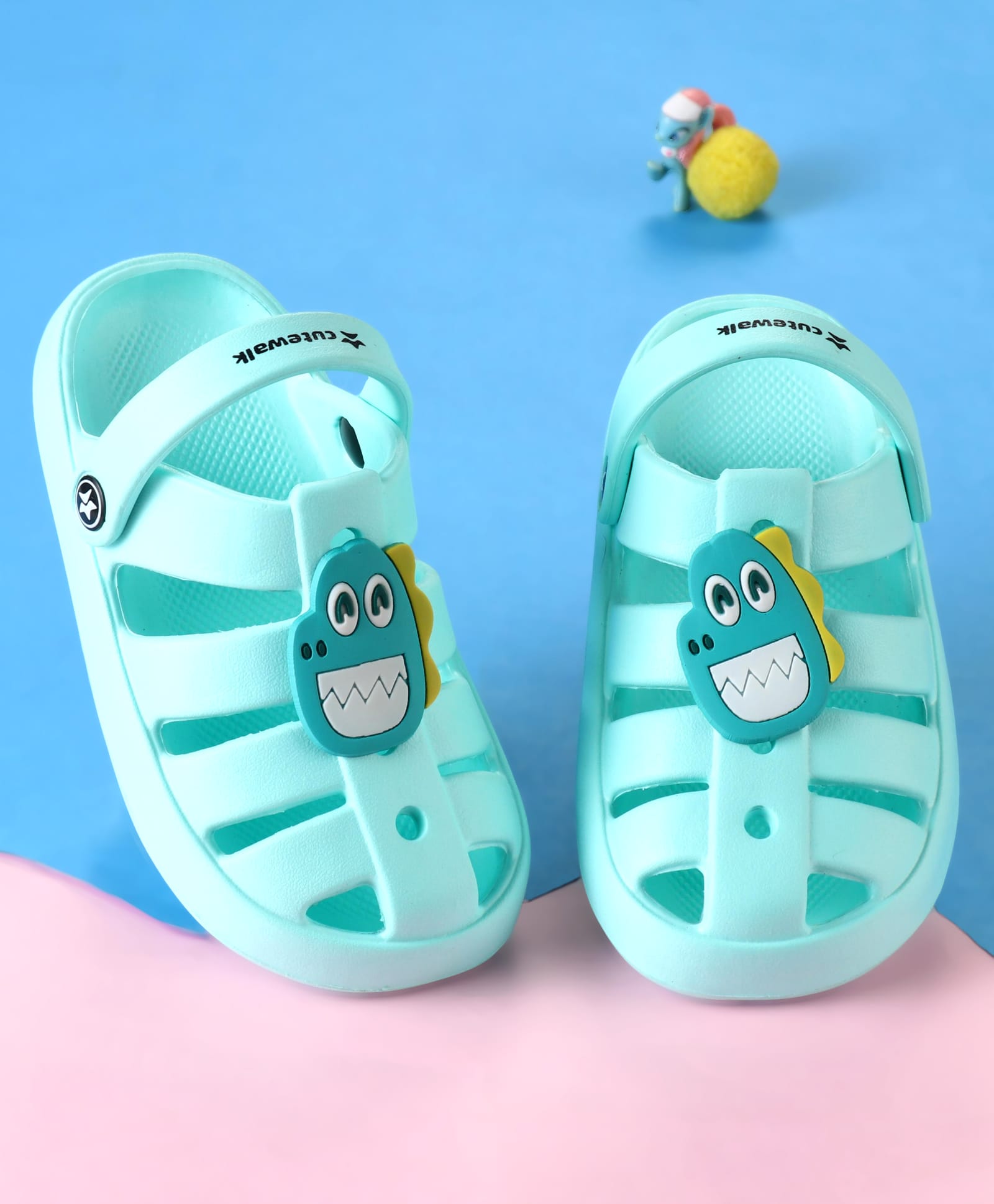 Cute Walk by Babyhug Clogs with Backstrap Closure & Dino Applique -Mint-image-10
