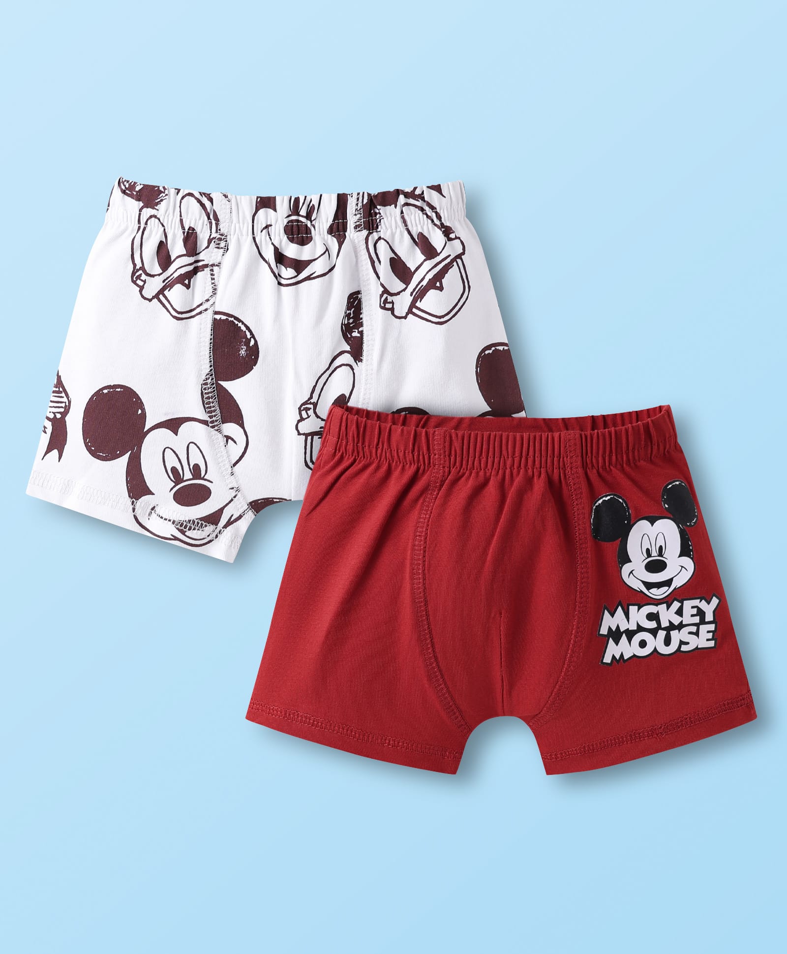babyoye disney Babyoye Lycra Knit Trunk With Mickey Mouse Print Pack Of 2 - Maroon & White-picture-37