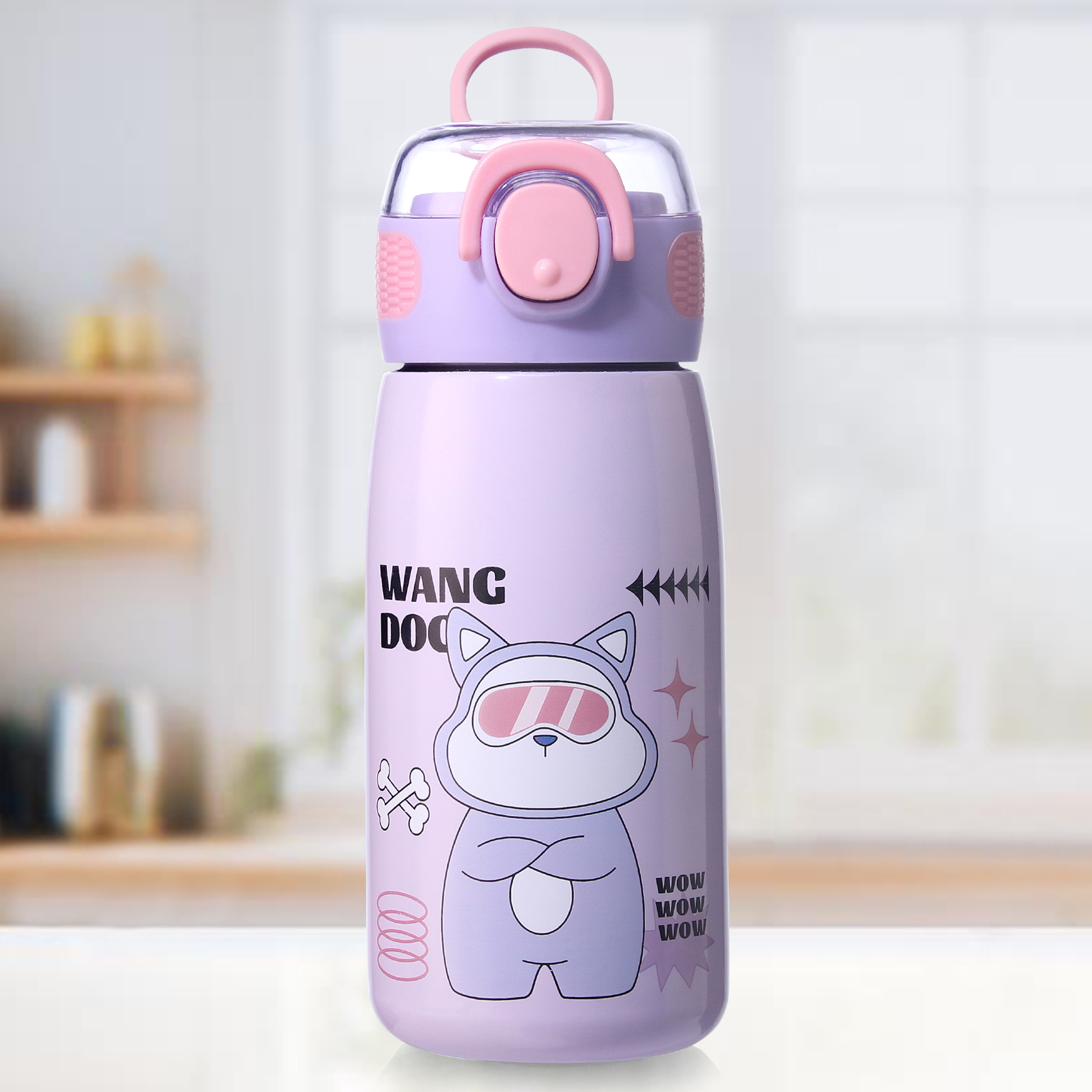 ZOE Stainless Steel Water Bottle With Puppy Print Lavender - 470 ml-picture-16