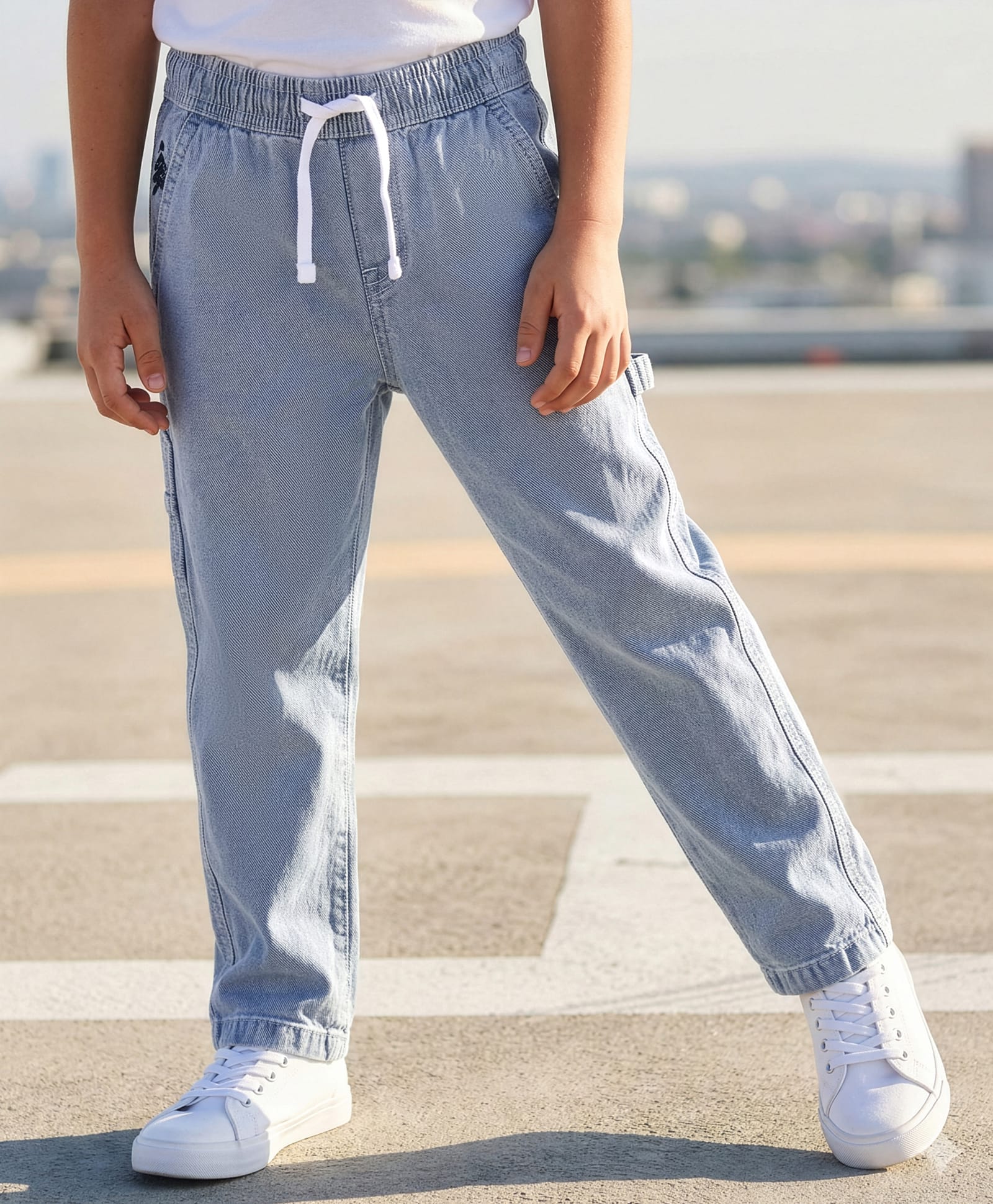 Pine Kids Woven Full Length Washed Denim Jeans - Light Blue-picture-21
