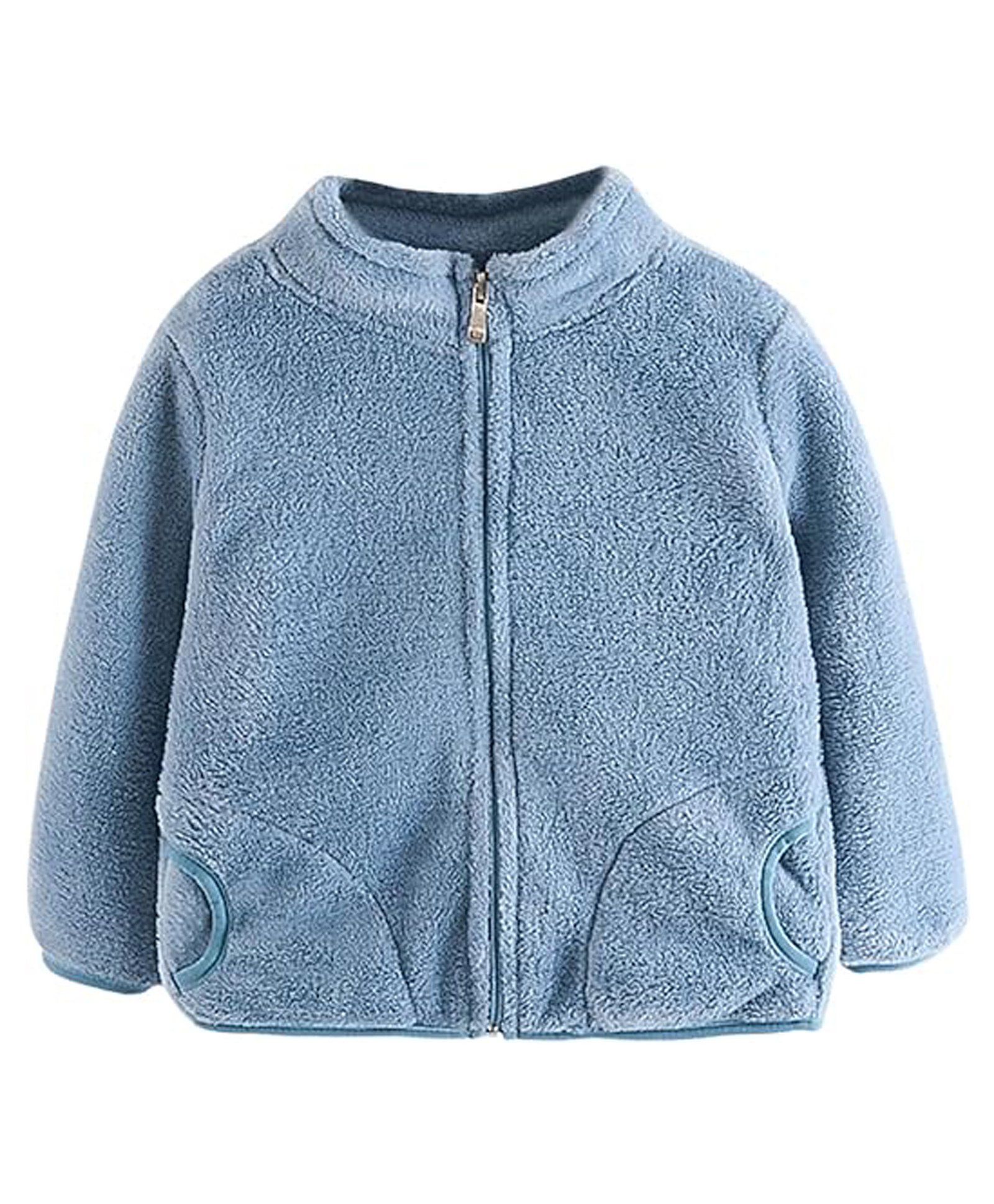 Babymoon Fleece Full Sleeves Solid Jacket - Sky Blue-picture-19