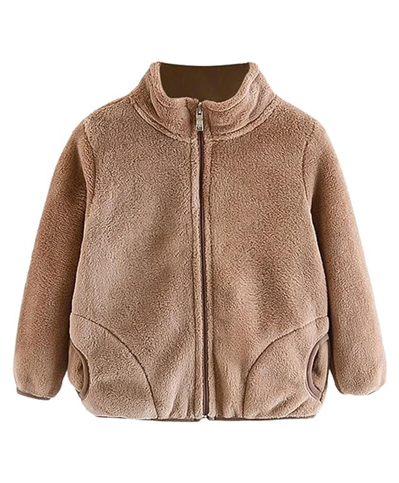 Babymoon Fleece Full Sleeves Solid Jacket - Light Brown-picture-12