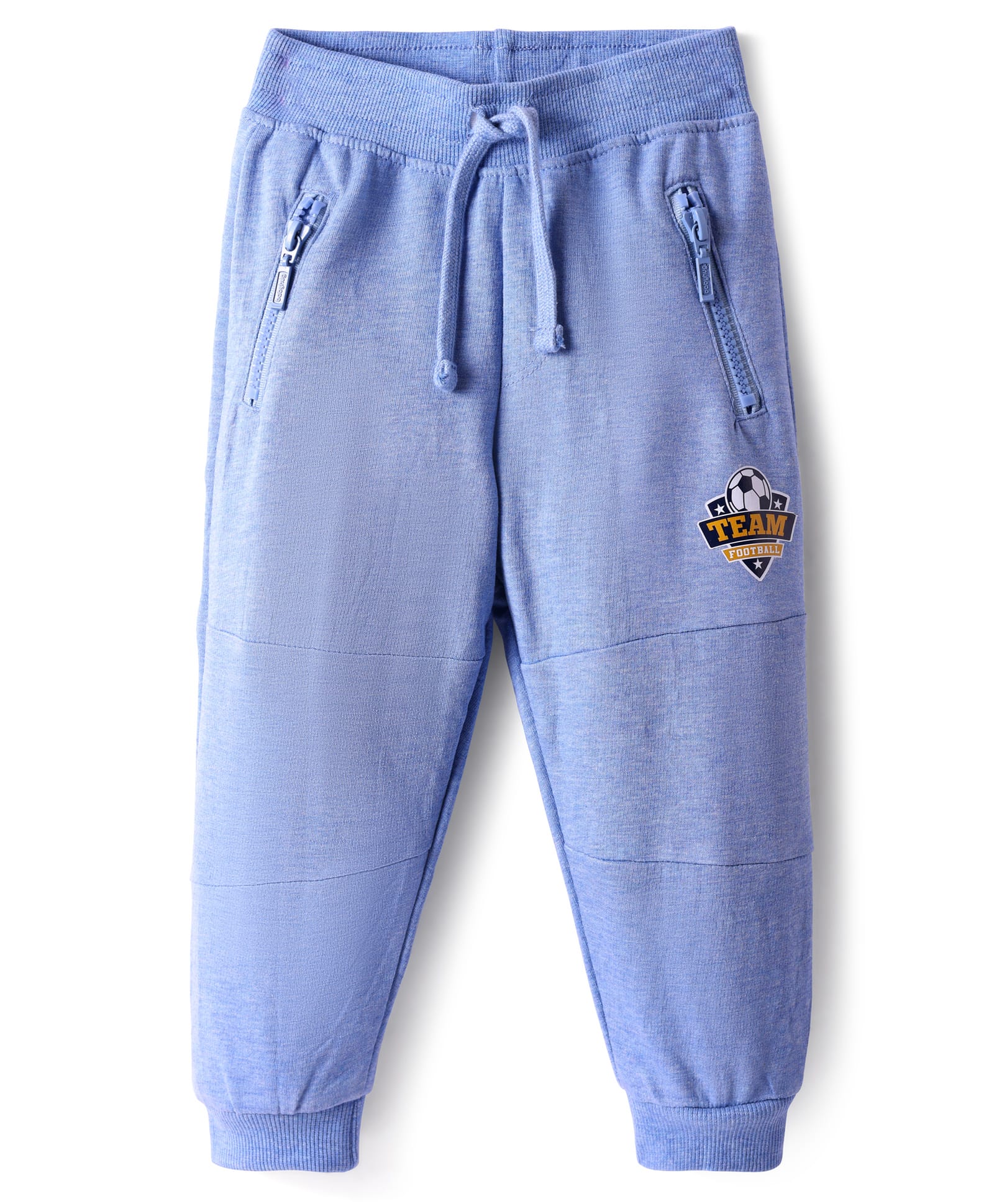 Babyhug Cotton Knit Full Length Lounge Pant with Text Patch Detailing - Light Blue-picture-36