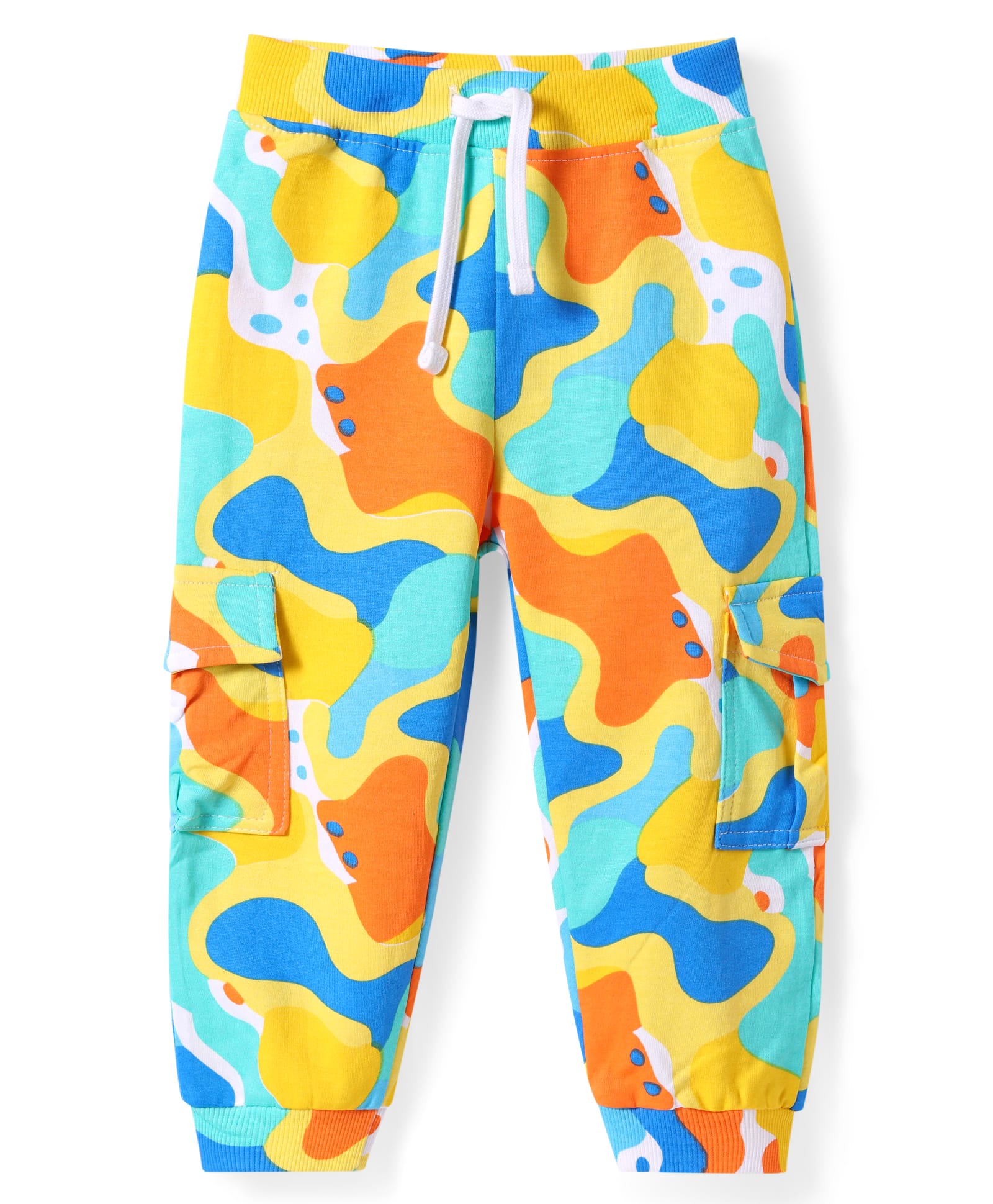 Babyhug Terry Knit Full Length Printed Lounge Pant With Cargo Pockets - Multicolor-image-45