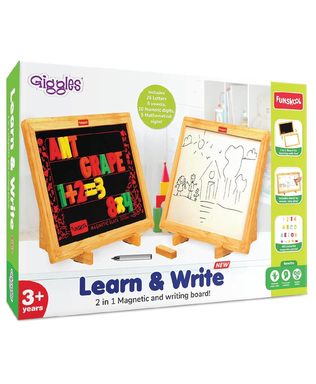 Funskool Learn N Write Magnetic Slate Board - White-image-26