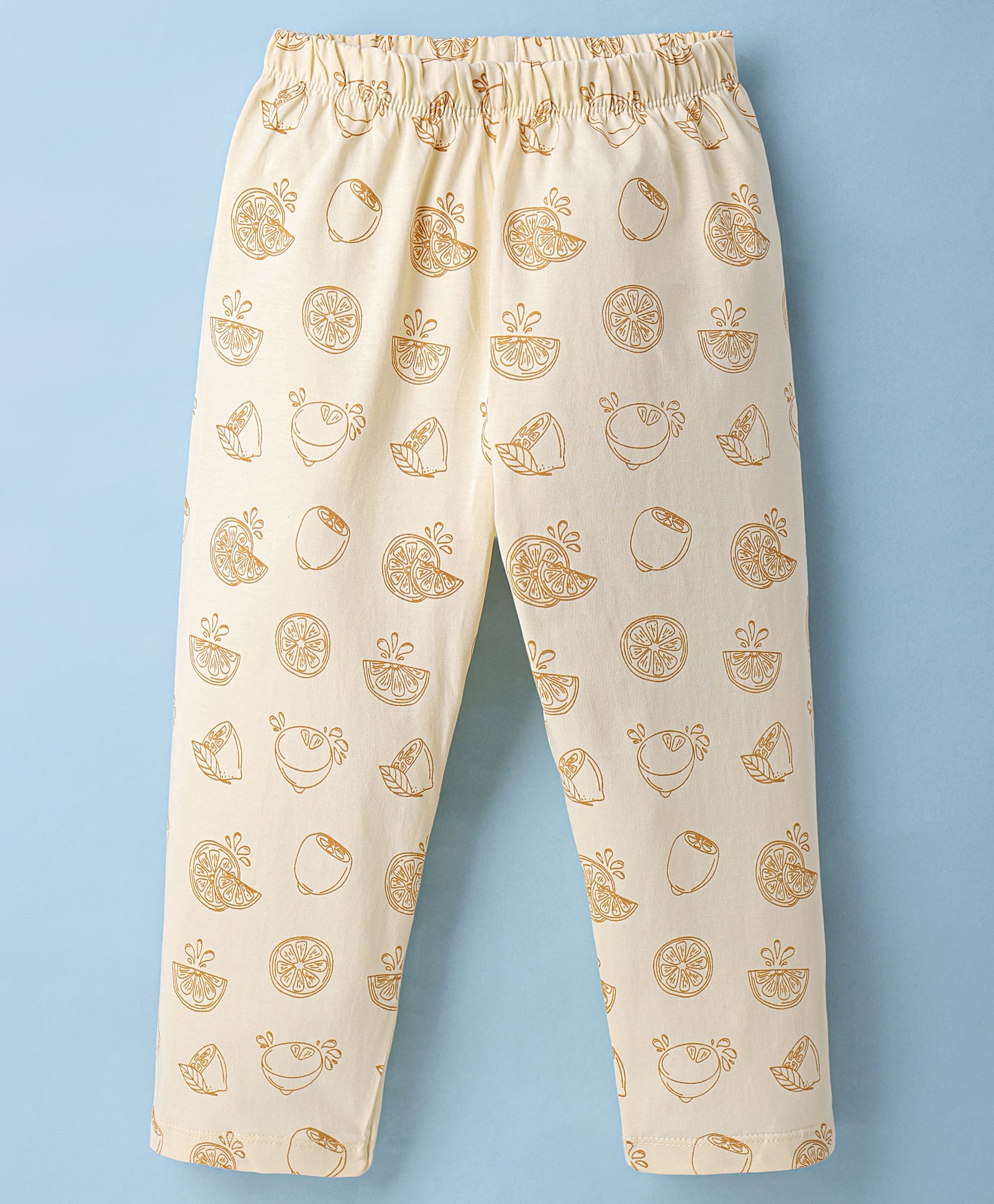 Tango Single Jersey Knit Three Fourth Leggings With Lemon Print - Light Yellow-picture-25