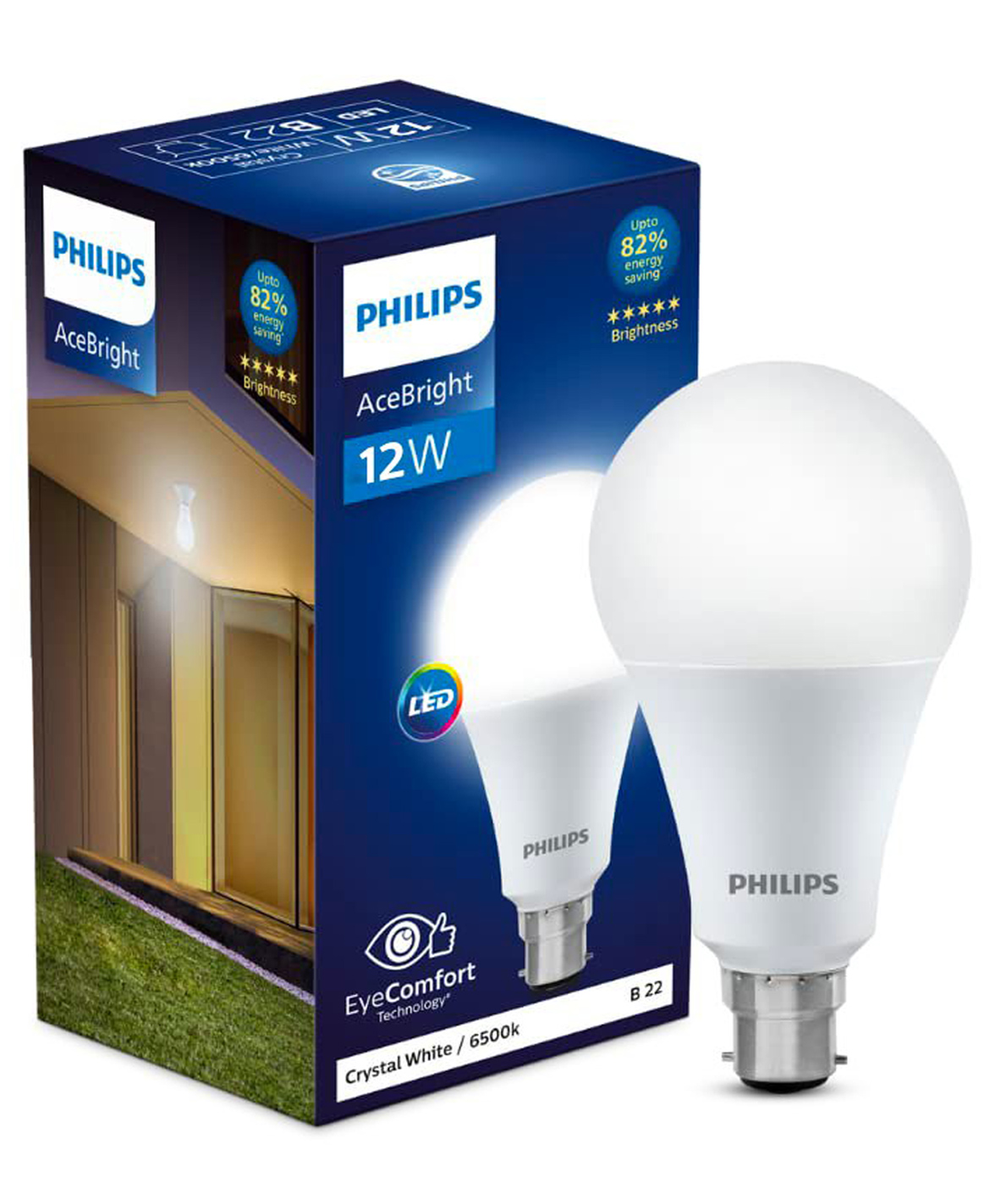 PHILIPS Lighting 12-watt LED Bulb |AceBright High Wattage LED Bulb|Base: B22 Light Bulb for Home | Crystal White, Pack of 1-image-3