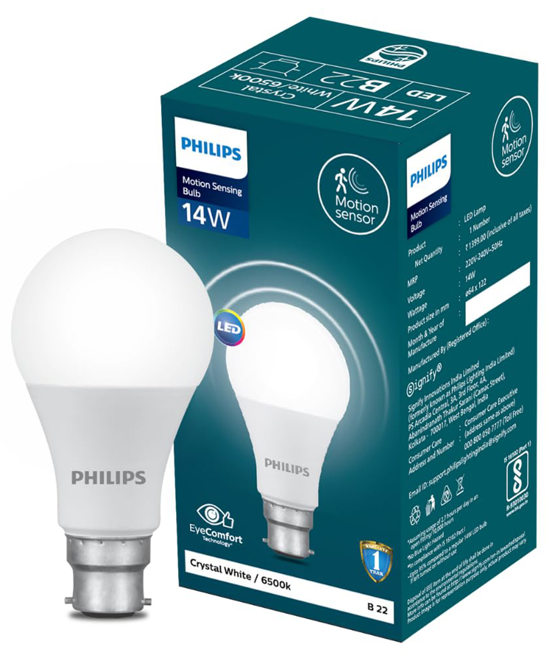 PHILIPS Lighting Led Bulb 14w Motion sensing B22-image-3
