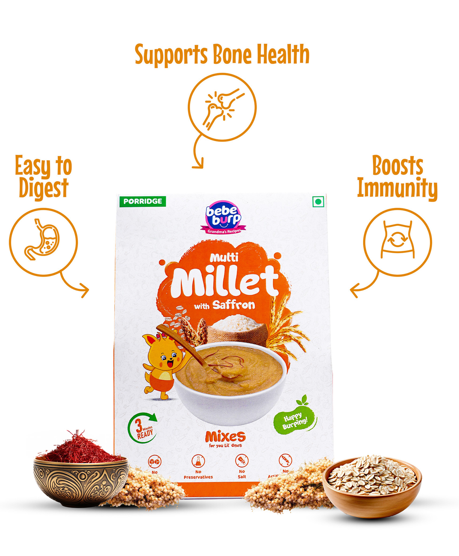 Bebe Burp Multi Millet with Saffron Porridge - 200g-picture-20
