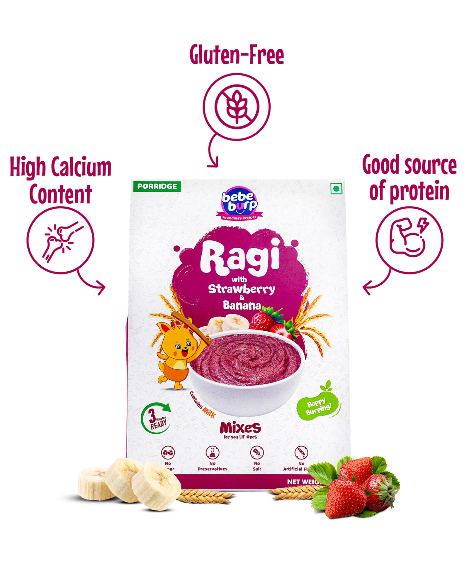 Bebe Burp Ragi with Strawberry and Banana Porridge - 200g-picture-29