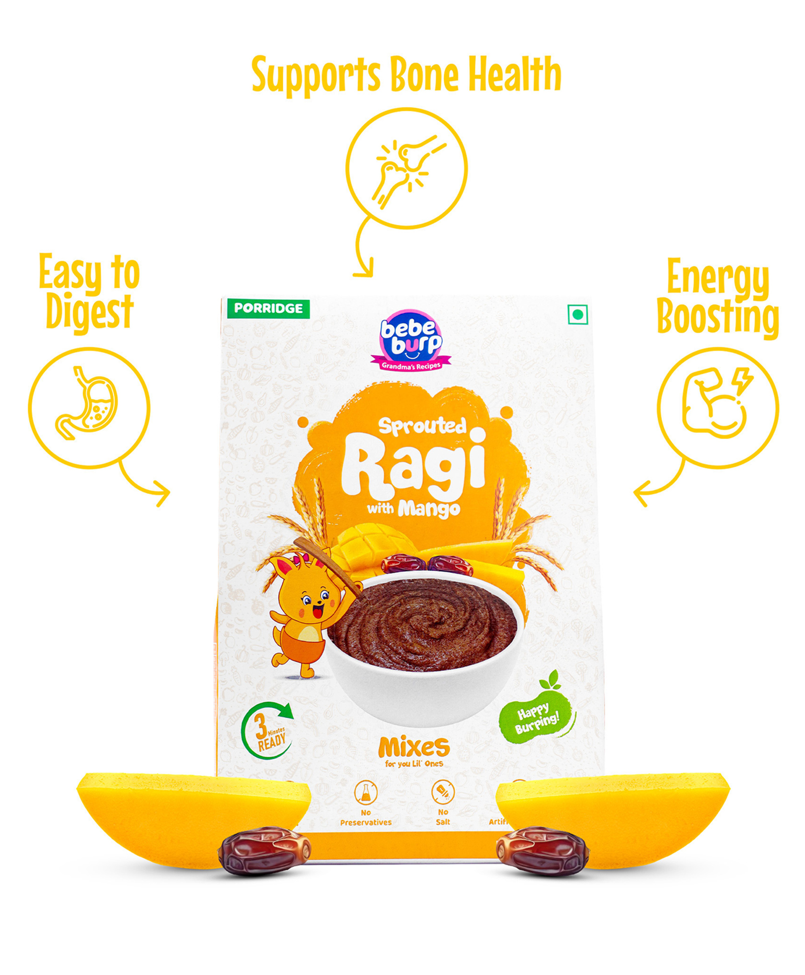 Bebe Burp Sprouted ragi with Mango Porridge - 200g-picture-23
