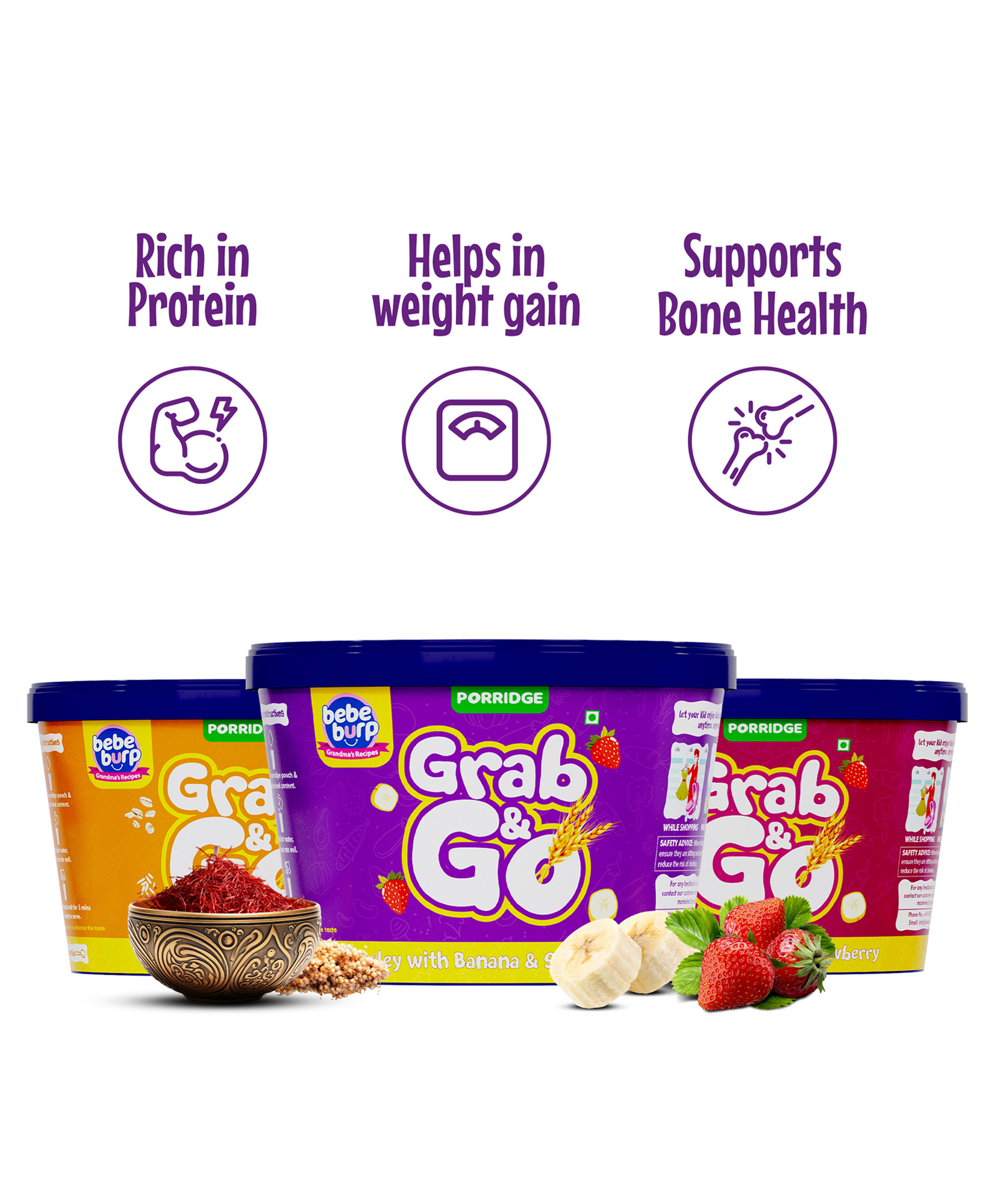 Bebe Burp Travel pack Grab & Go (Pack of 3) Barley,Multi Millet,Ragi -90 g-image-24