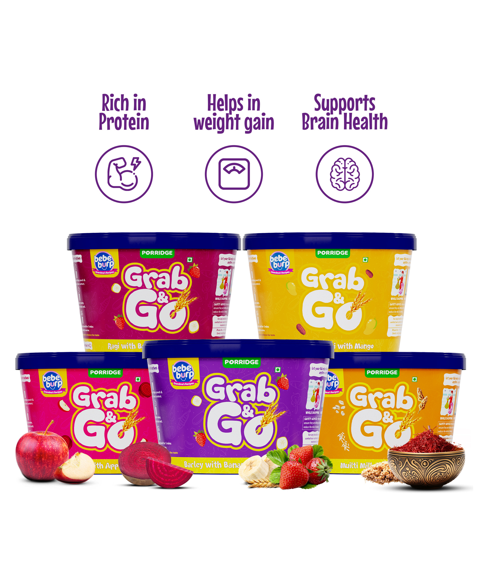 Bebe Burp Travel pack Grab & Go (Pack of 5) 30 g each-picture-30