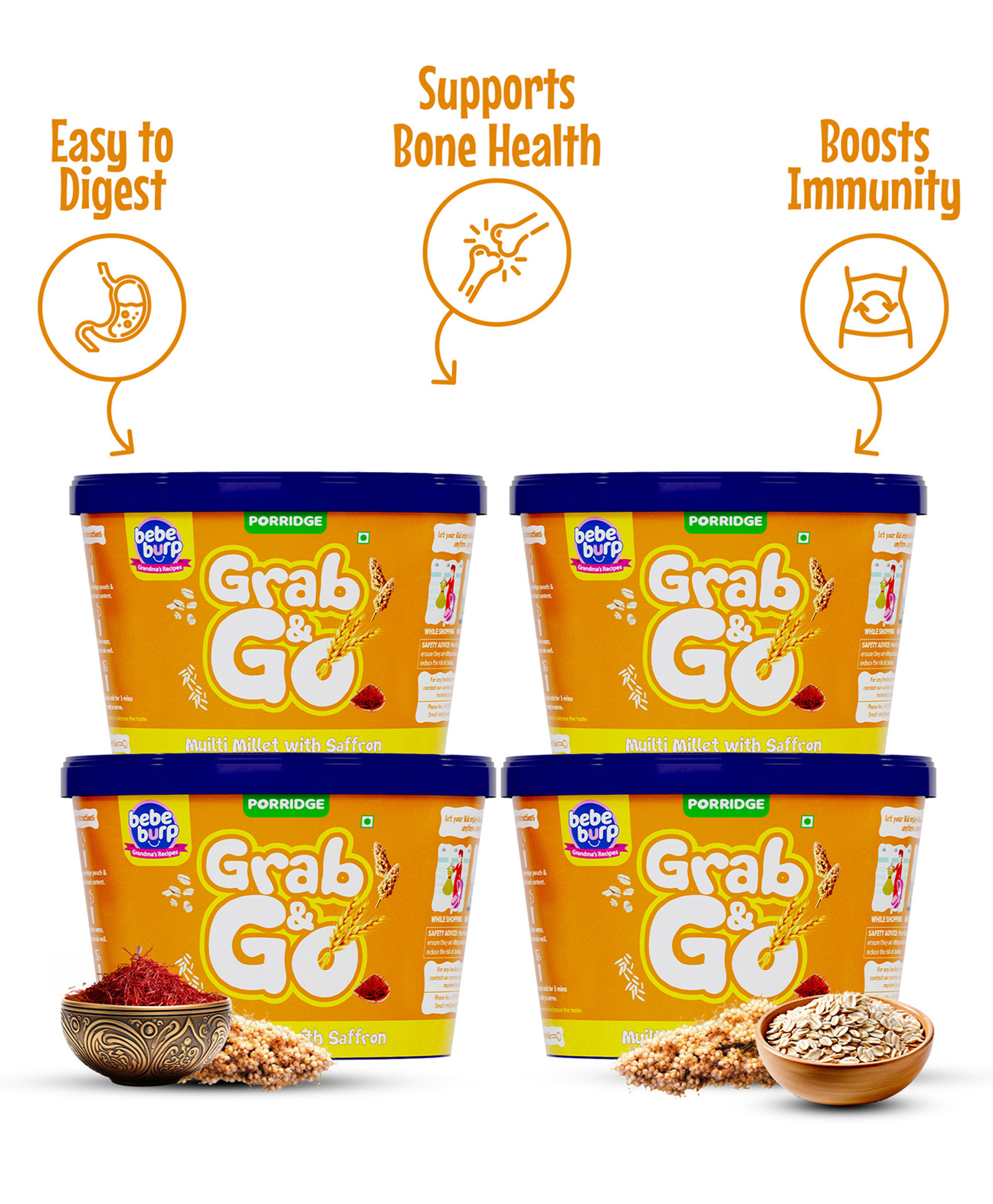 Bebe Burp Travel Pack Grab & Go Multi Millet with Saffron (Pack of 4) 30 g Each-picture-21