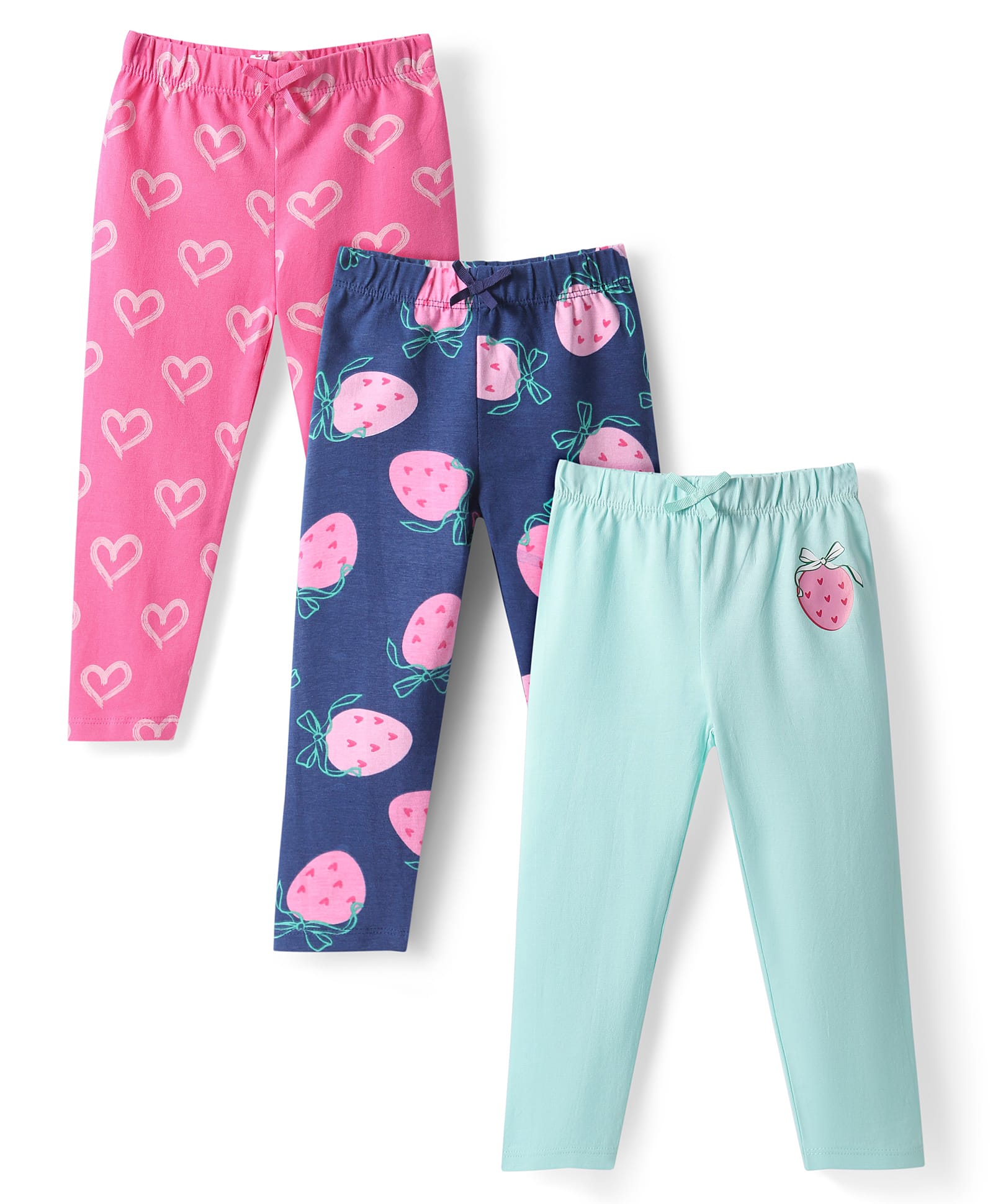 Babyhug Single Jersey Knit Full Length Leggings with Tropical Prints - Pink & Blue-picture-17